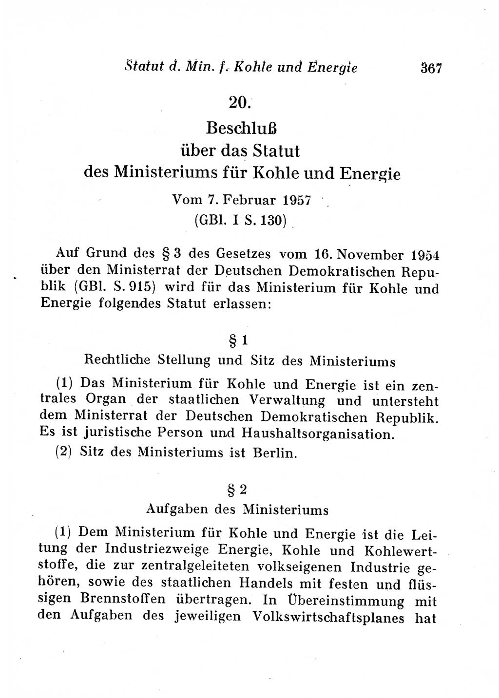 Staats- und verwaltungsrechtliche Gesetze der Deutschen Demokratischen Republik (DDR) 1958, Seite 367 (StVerwR Ges. DDR 1958, S. 367)
