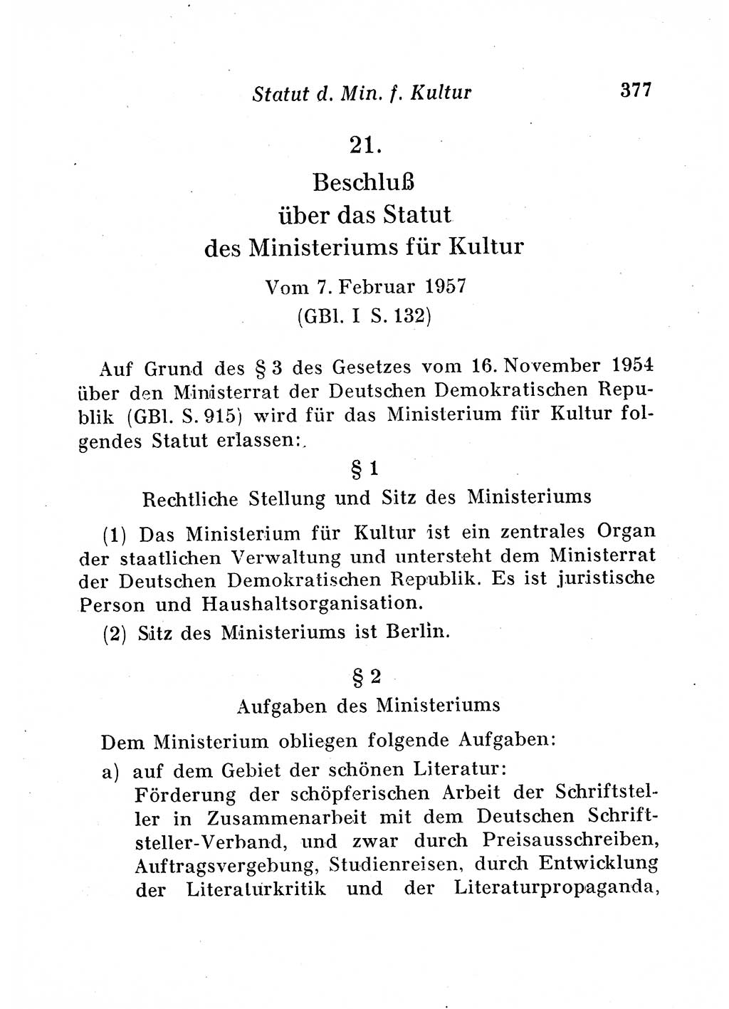 Staats- und verwaltungsrechtliche Gesetze der Deutschen Demokratischen Republik (DDR) 1958, Seite 377 (StVerwR Ges. DDR 1958, S. 377)