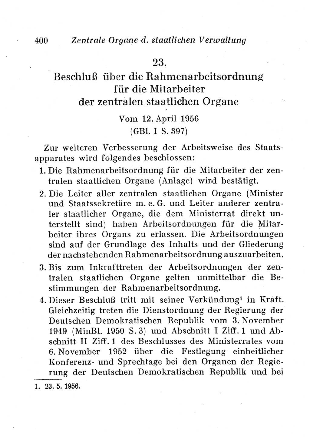 Staats- und verwaltungsrechtliche Gesetze der Deutschen Demokratischen Republik (DDR) 1958, Seite 400 (StVerwR Ges. DDR 1958, S. 400)