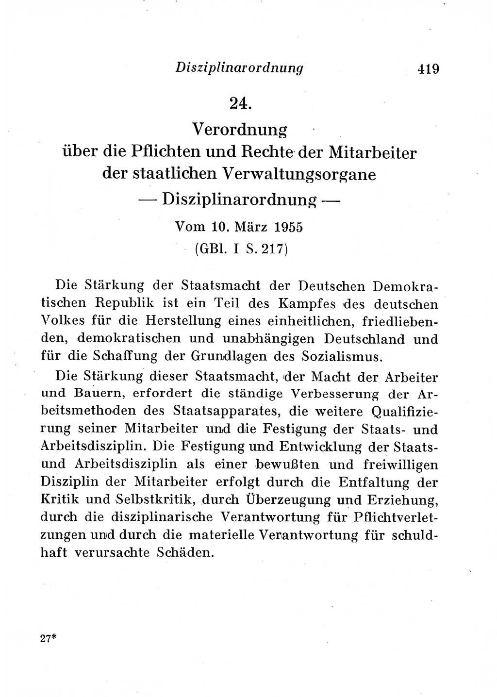 Staats- und verwaltungsrechtliche Gesetze der Deutschen Demokratischen Republik (DDR) 1958, Seite 419 (StVerwR Ges. DDR 1958, S. 419)