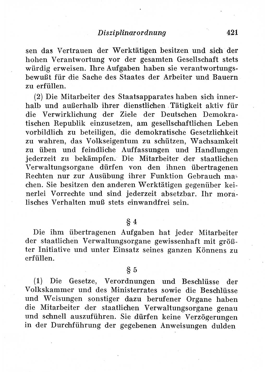 Staats- und verwaltungsrechtliche Gesetze der Deutschen Demokratischen Republik (DDR) 1958, Seite 421 (StVerwR Ges. DDR 1958, S. 421)