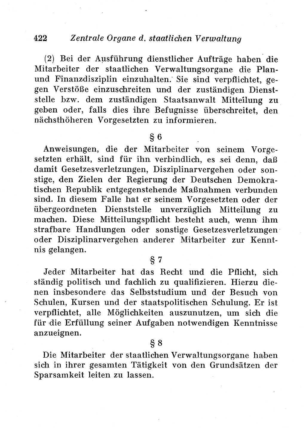 Staats- und verwaltungsrechtliche Gesetze der Deutschen Demokratischen Republik (DDR) 1958, Seite 422 (StVerwR Ges. DDR 1958, S. 422)