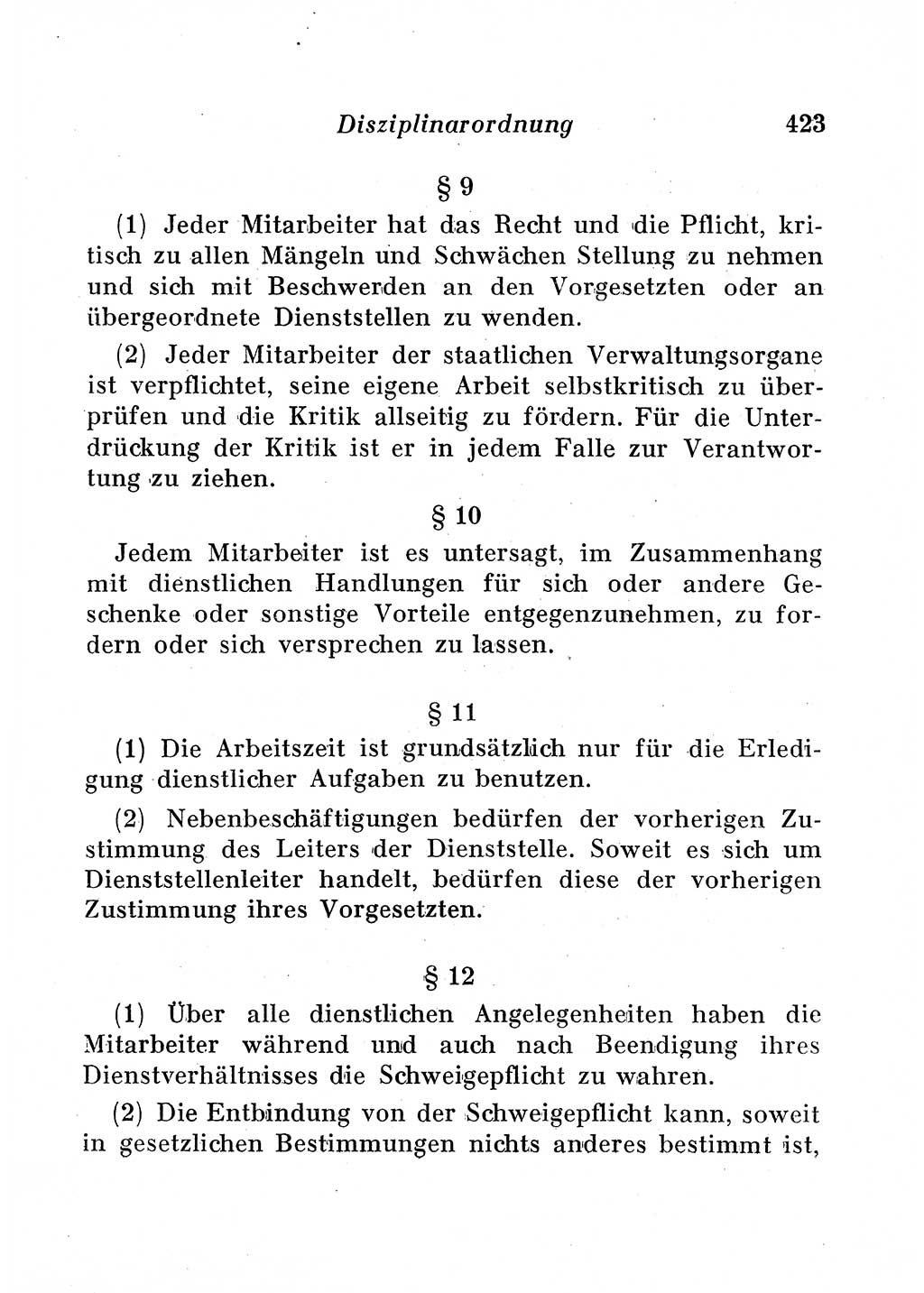 Staats- und verwaltungsrechtliche Gesetze der Deutschen Demokratischen Republik (DDR) 1958, Seite 423 (StVerwR Ges. DDR 1958, S. 423)