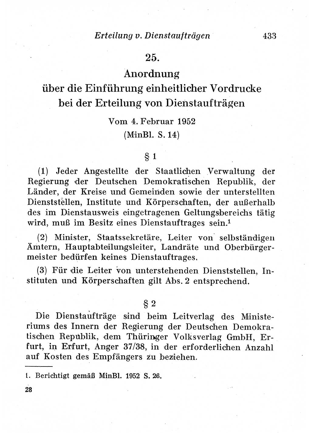 Staats- und verwaltungsrechtliche Gesetze der Deutschen Demokratischen Republik (DDR) 1958, Seite 433 (StVerwR Ges. DDR 1958, S. 433)