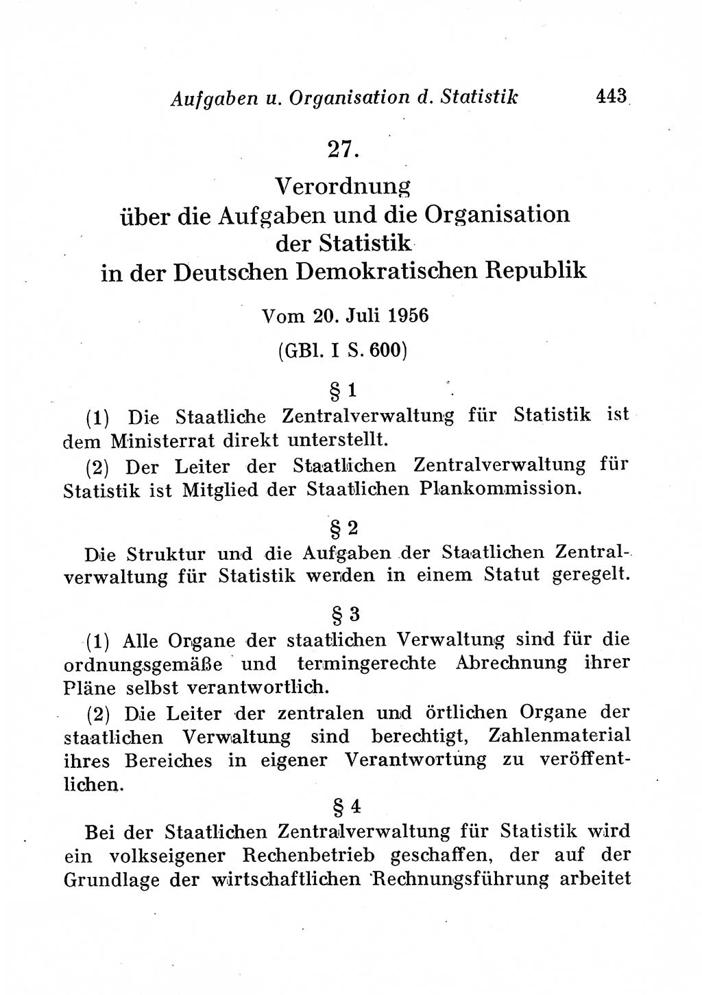 Staats- und verwaltungsrechtliche Gesetze der Deutschen Demokratischen Republik (DDR) 1958, Seite 443 (StVerwR Ges. DDR 1958, S. 443)