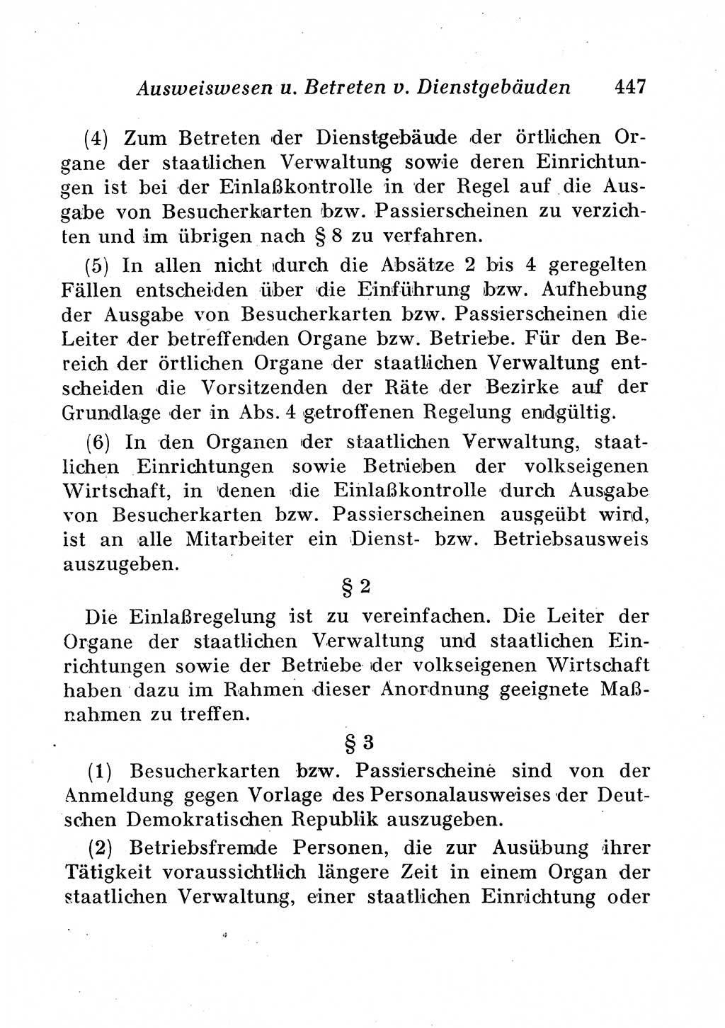 Staats- und verwaltungsrechtliche Gesetze der Deutschen Demokratischen Republik (DDR) 1958, Seite 447 (StVerwR Ges. DDR 1958, S. 447)