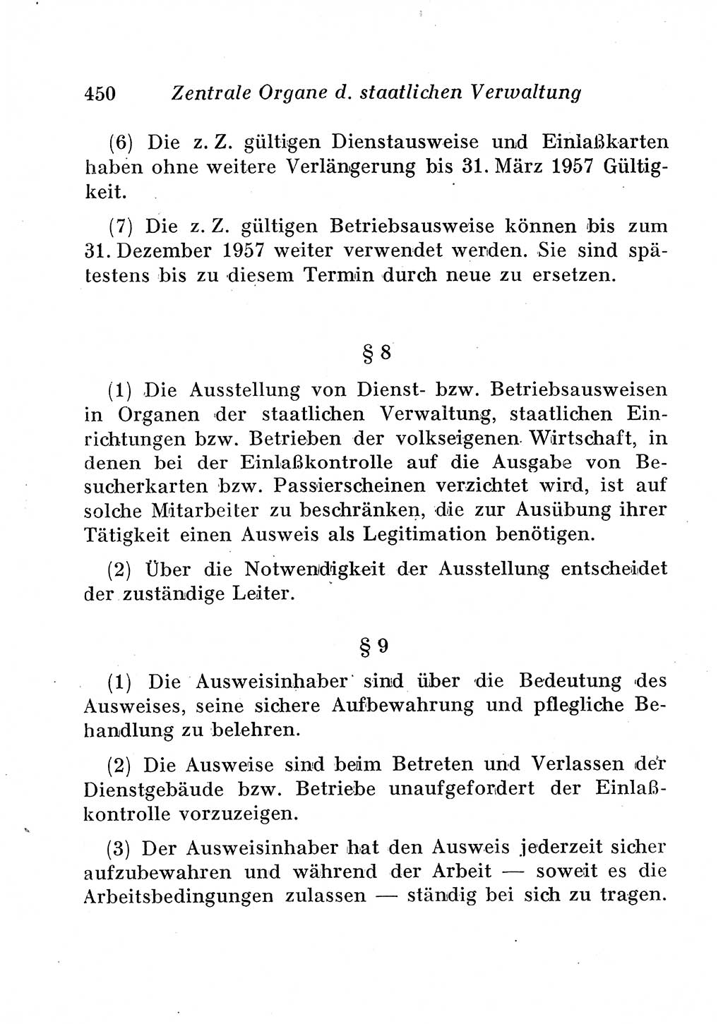 Staats- und verwaltungsrechtliche Gesetze der Deutschen Demokratischen Republik (DDR) 1958, Seite 450 (StVerwR Ges. DDR 1958, S. 450)