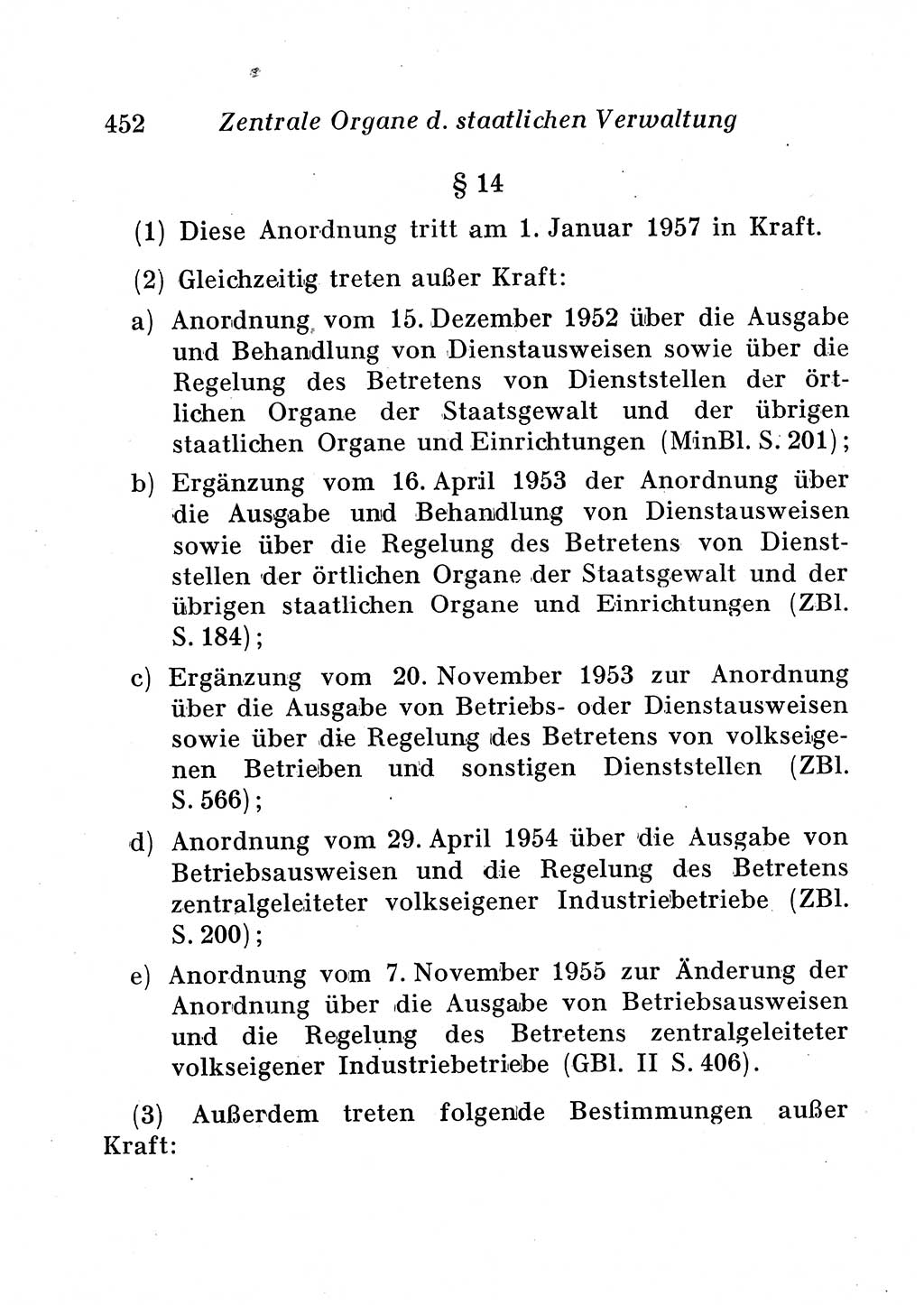 Staats- und verwaltungsrechtliche Gesetze der Deutschen Demokratischen Republik (DDR) 1958, Seite 452 (StVerwR Ges. DDR 1958, S. 452)