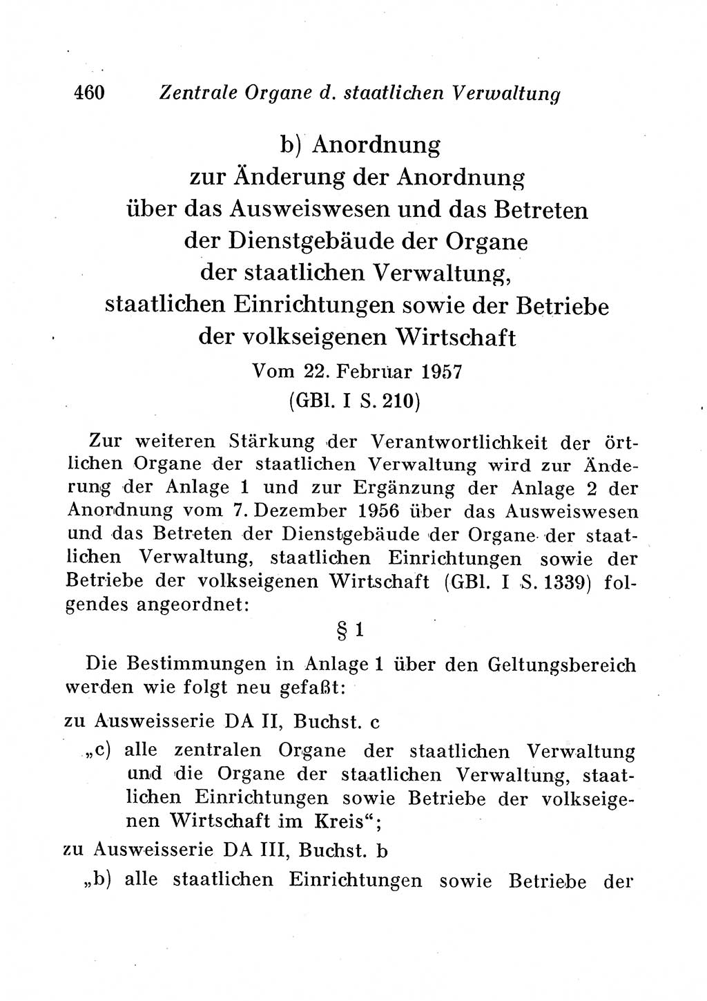Staats- und verwaltungsrechtliche Gesetze der Deutschen Demokratischen Republik (DDR) 1958, Seite 460 (StVerwR Ges. DDR 1958, S. 460)