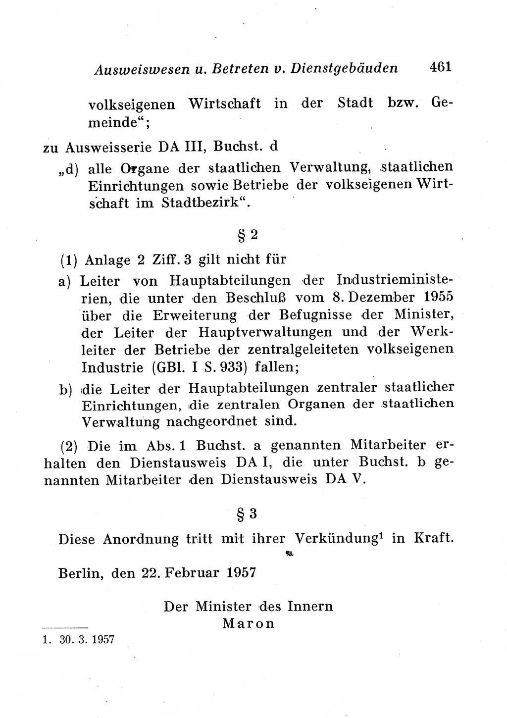 Staats- und verwaltungsrechtliche Gesetze der Deutschen Demokratischen Republik (DDR) 1958, Seite 461 (StVerwR Ges. DDR 1958, S. 461)