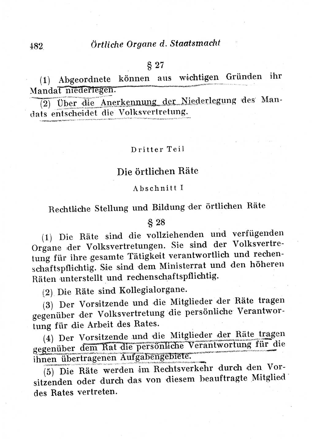 Staats- und verwaltungsrechtliche Gesetze der Deutschen Demokratischen Republik (DDR) 1958, Seite 482 (StVerwR Ges. DDR 1958, S. 482)