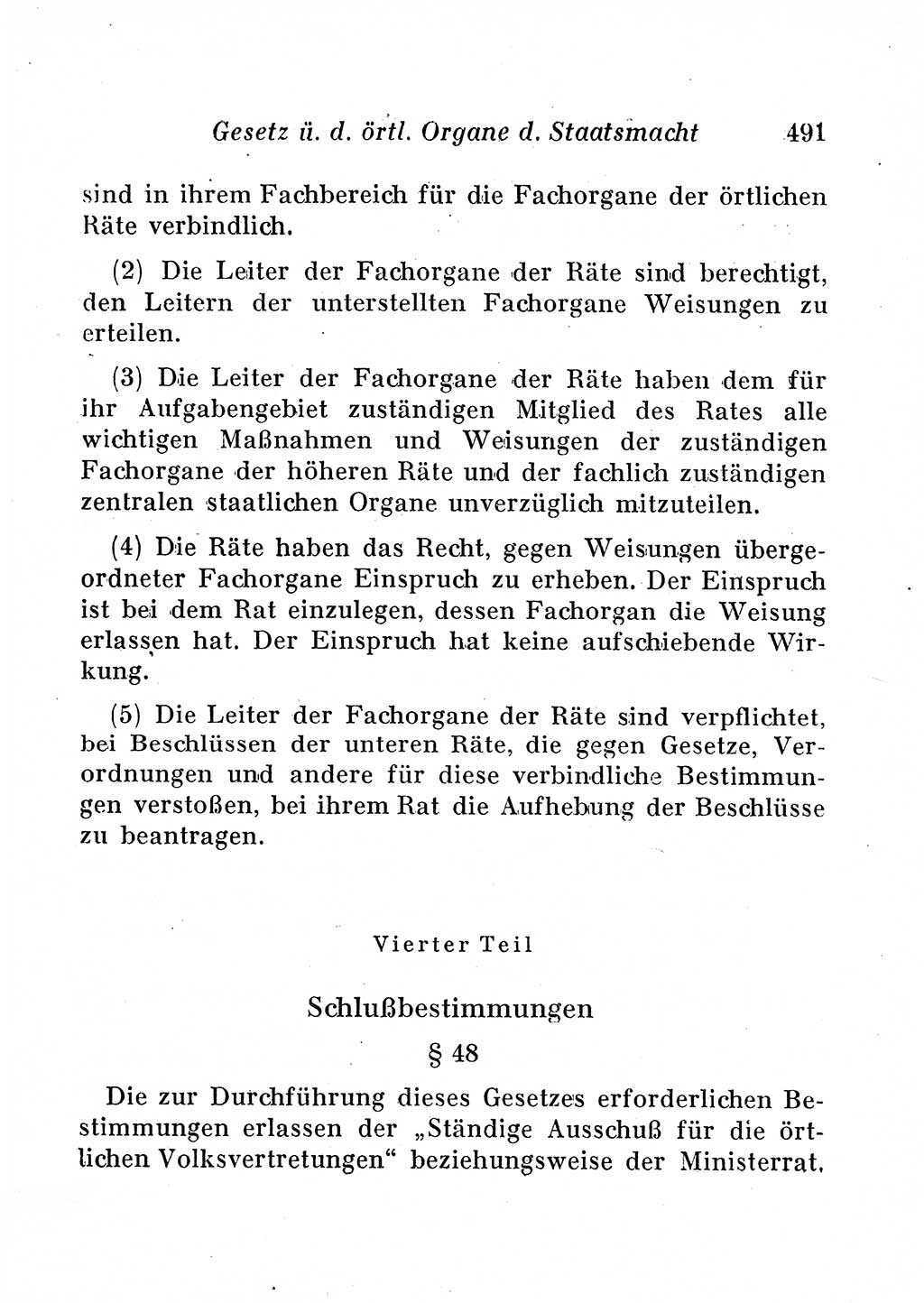 Staats- und verwaltungsrechtliche Gesetze der Deutschen Demokratischen Republik (DDR) 1958, Seite 491 (StVerwR Ges. DDR 1958, S. 491)