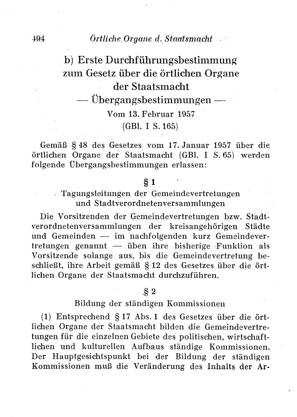 Staats- und verwaltungsrechtliche Gesetze der Deutschen Demokratischen Republik (DDR) 1958, Seite 494 (StVerwR Ges. DDR 1958, S. 494)