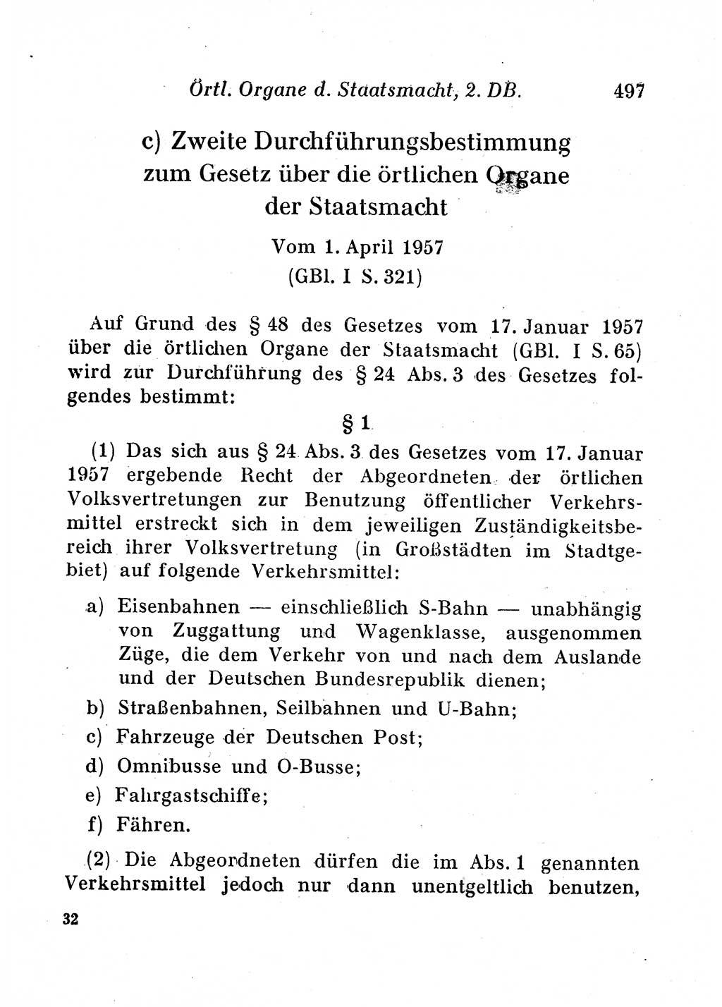 Staats- und verwaltungsrechtliche Gesetze der Deutschen Demokratischen Republik (DDR) 1958, Seite 497 (StVerwR Ges. DDR 1958, S. 497)