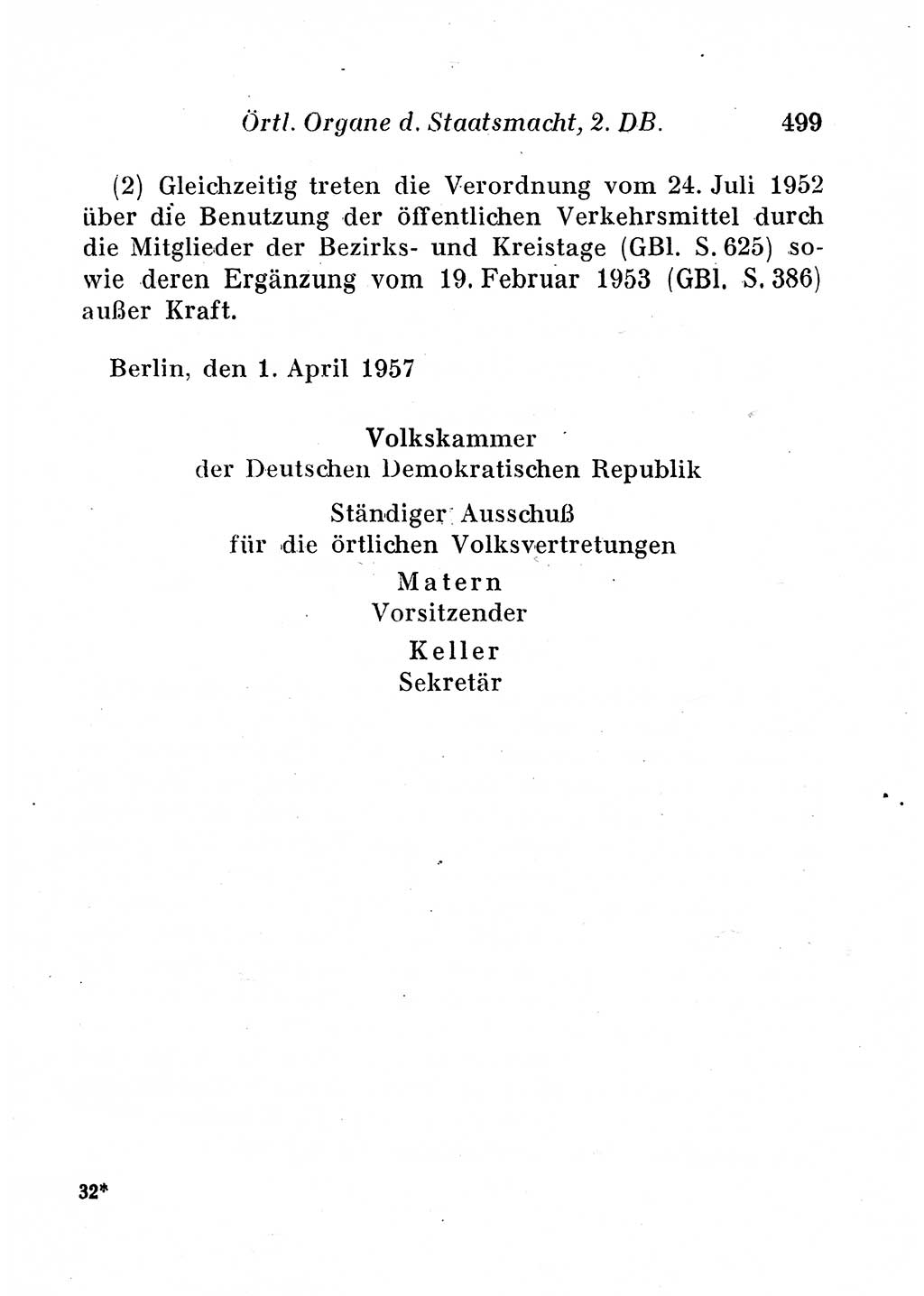 Staats- und verwaltungsrechtliche Gesetze der Deutschen Demokratischen Republik (DDR) 1958, Seite 499 (StVerwR Ges. DDR 1958, S. 499)