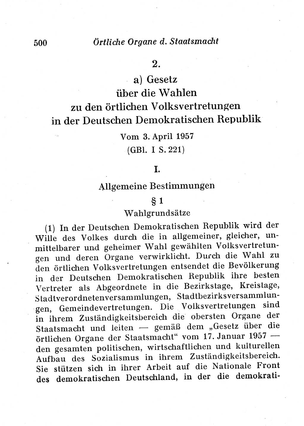 Staats- und verwaltungsrechtliche Gesetze der Deutschen Demokratischen Republik (DDR) 1958, Seite 500 (StVerwR Ges. DDR 1958, S. 500)