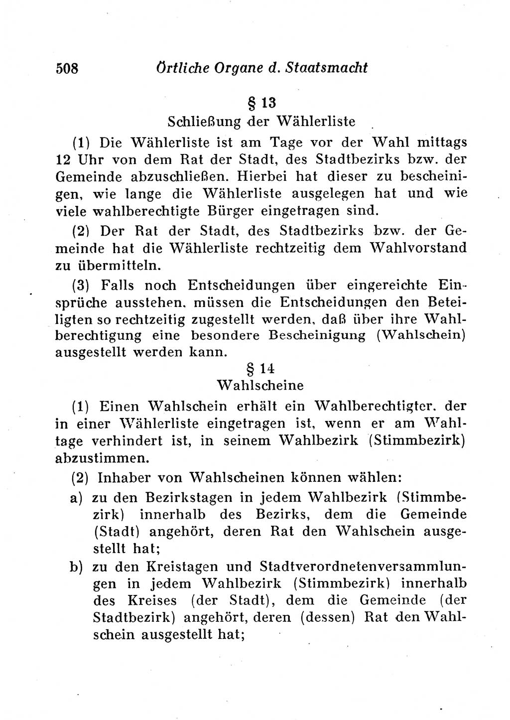 Staats- und verwaltungsrechtliche Gesetze der Deutschen Demokratischen Republik (DDR) 1958, Seite 508 (StVerwR Ges. DDR 1958, S. 508)