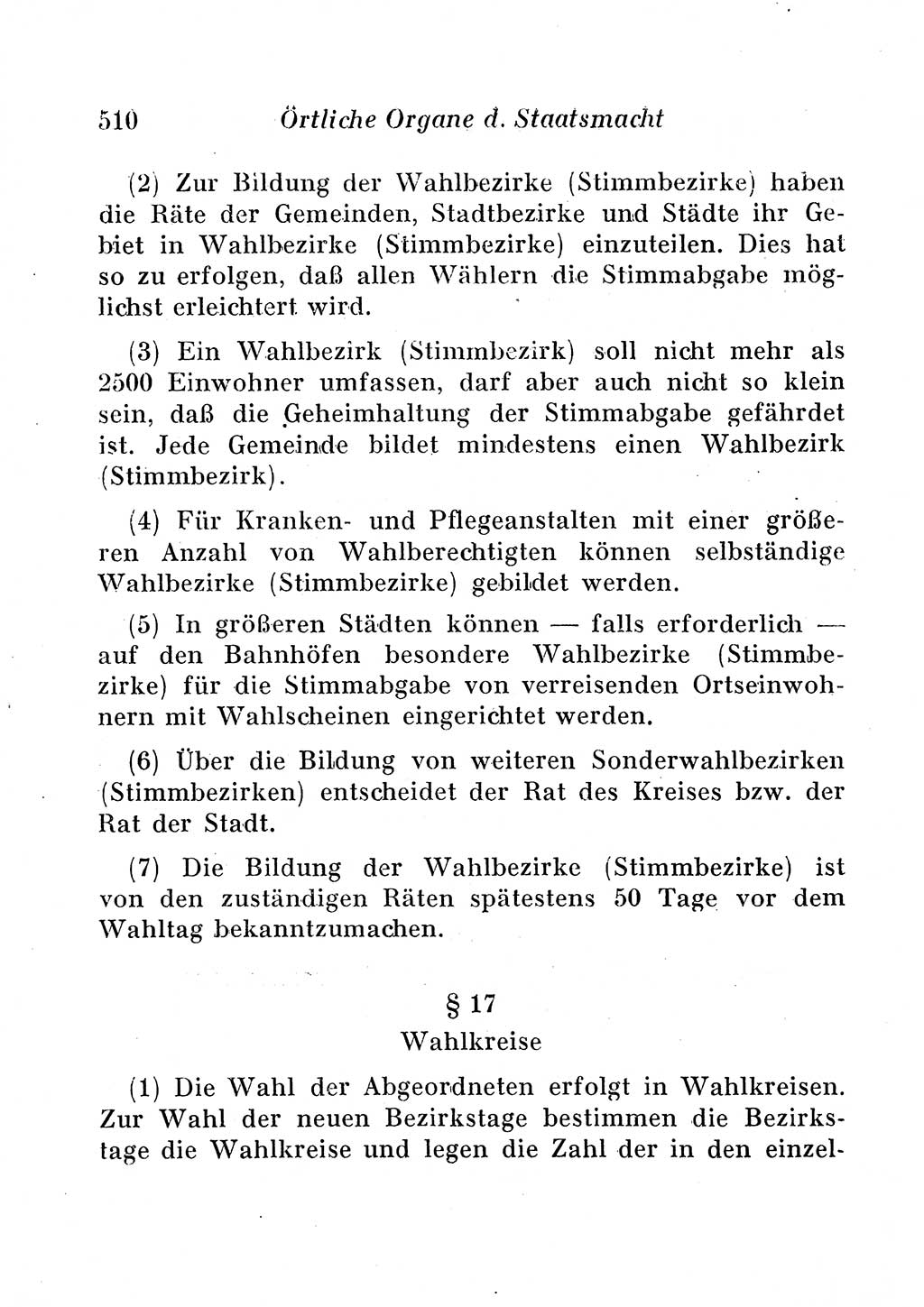 Staats- und verwaltungsrechtliche Gesetze der Deutschen Demokratischen Republik (DDR) 1958, Seite 510 (StVerwR Ges. DDR 1958, S. 510)