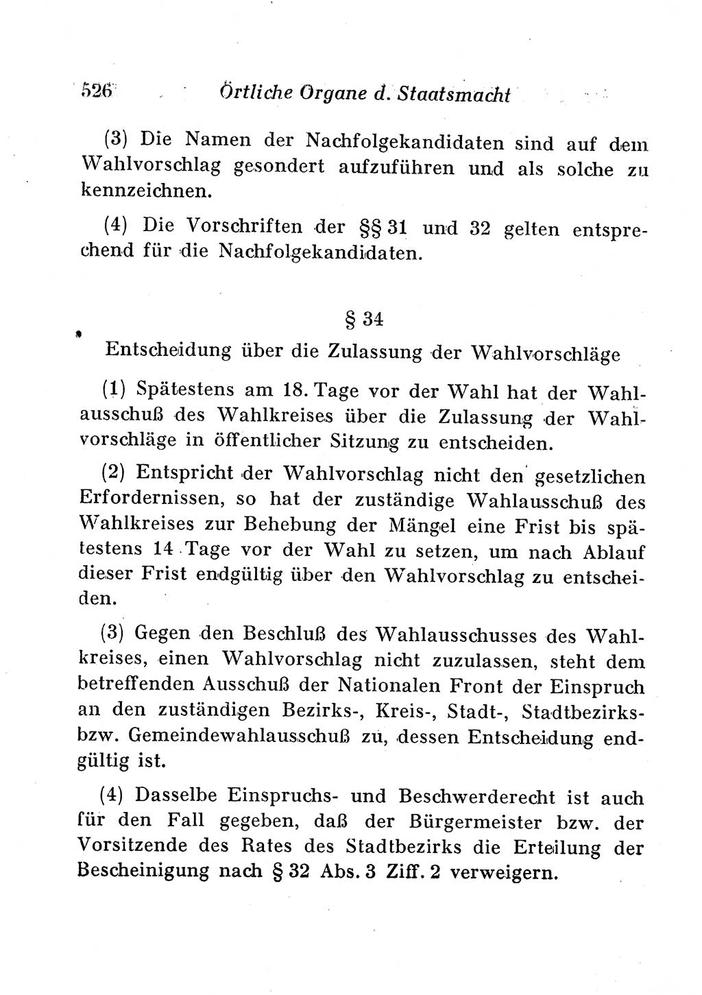 Staats- und verwaltungsrechtliche Gesetze der Deutschen Demokratischen Republik (DDR) 1958, Seite 526 (StVerwR Ges. DDR 1958, S. 526)