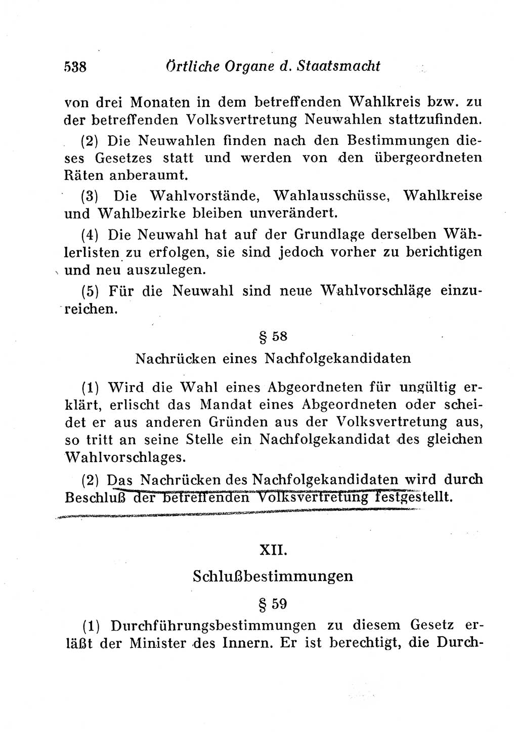 Staats- und verwaltungsrechtliche Gesetze der Deutschen Demokratischen Republik (DDR) 1958, Seite 538 (StVerwR Ges. DDR 1958, S. 538)