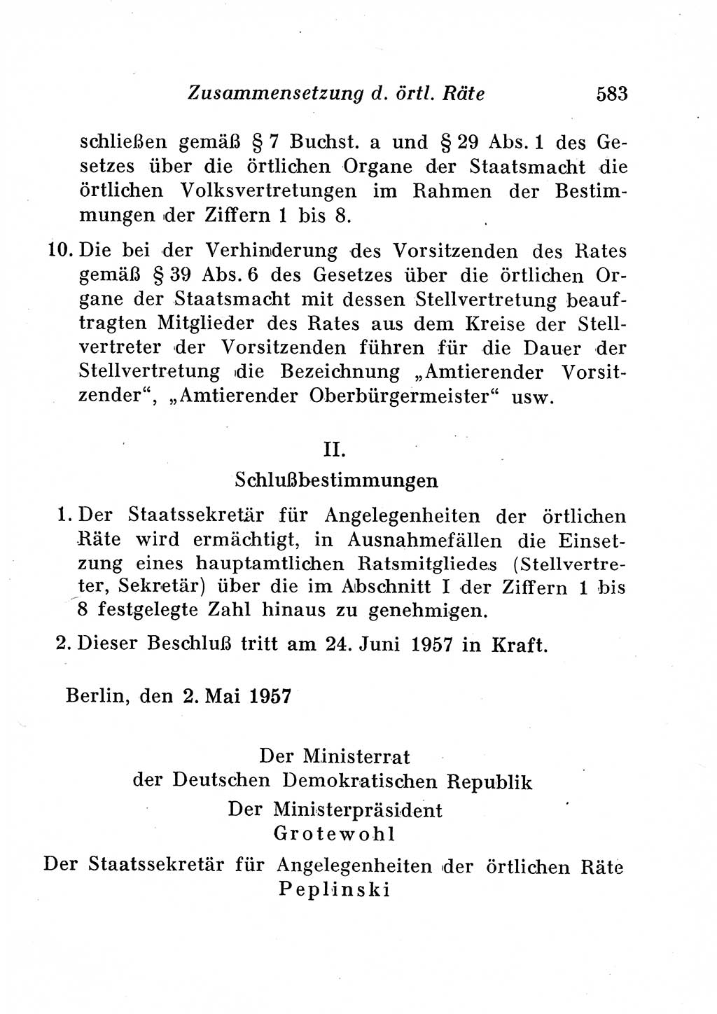 Staats- und verwaltungsrechtliche Gesetze der Deutschen Demokratischen Republik (DDR) 1958, Seite 583 (StVerwR Ges. DDR 1958, S. 583)