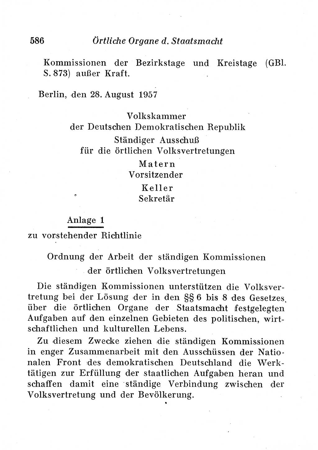 Staats- und verwaltungsrechtliche Gesetze der Deutschen Demokratischen Republik (DDR) 1958, Seite 586 (StVerwR Ges. DDR 1958, S. 586)