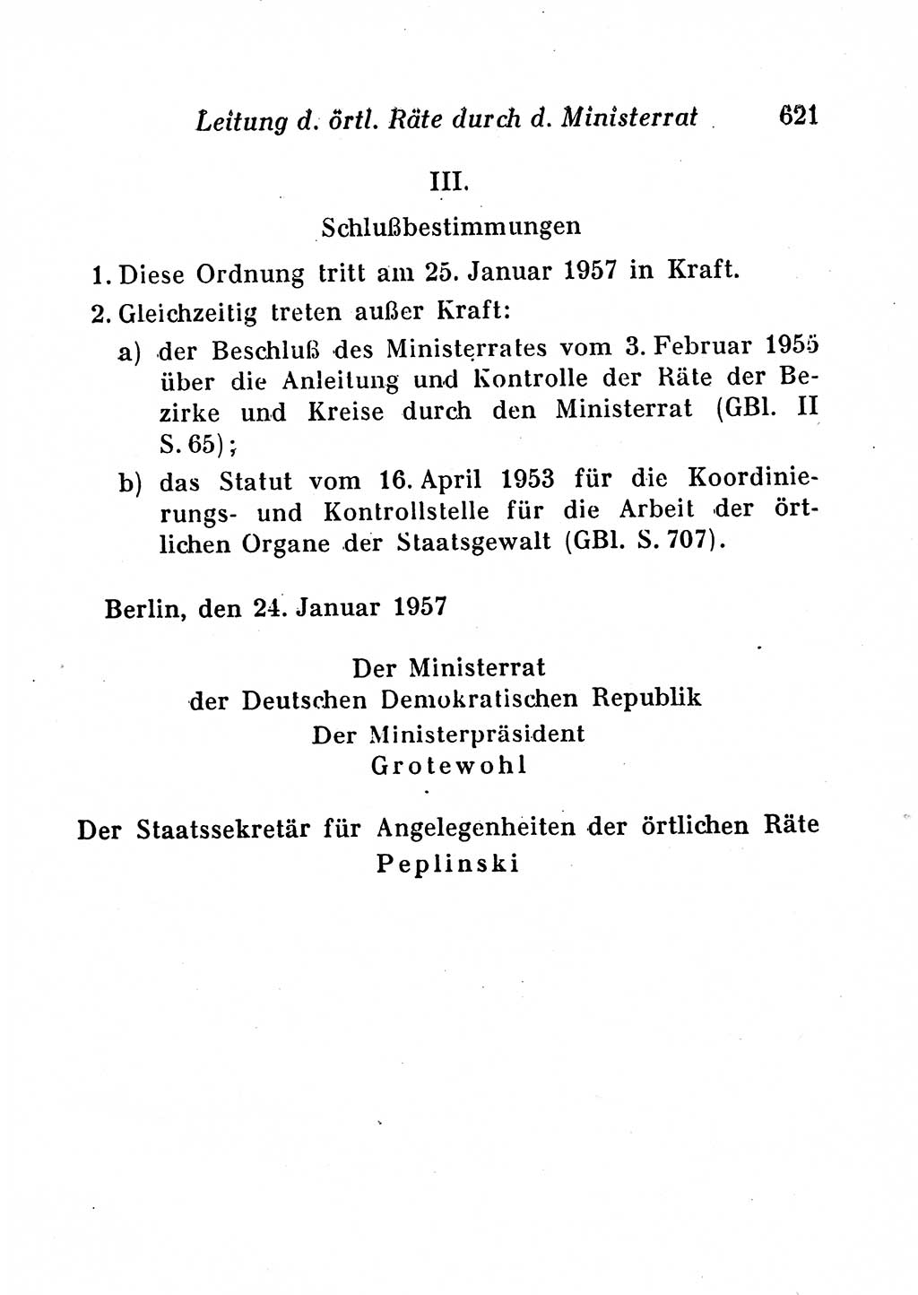 Staats- und verwaltungsrechtliche Gesetze der Deutschen Demokratischen Republik (DDR) 1958, Seite 621 (StVerwR Ges. DDR 1958, S. 621)