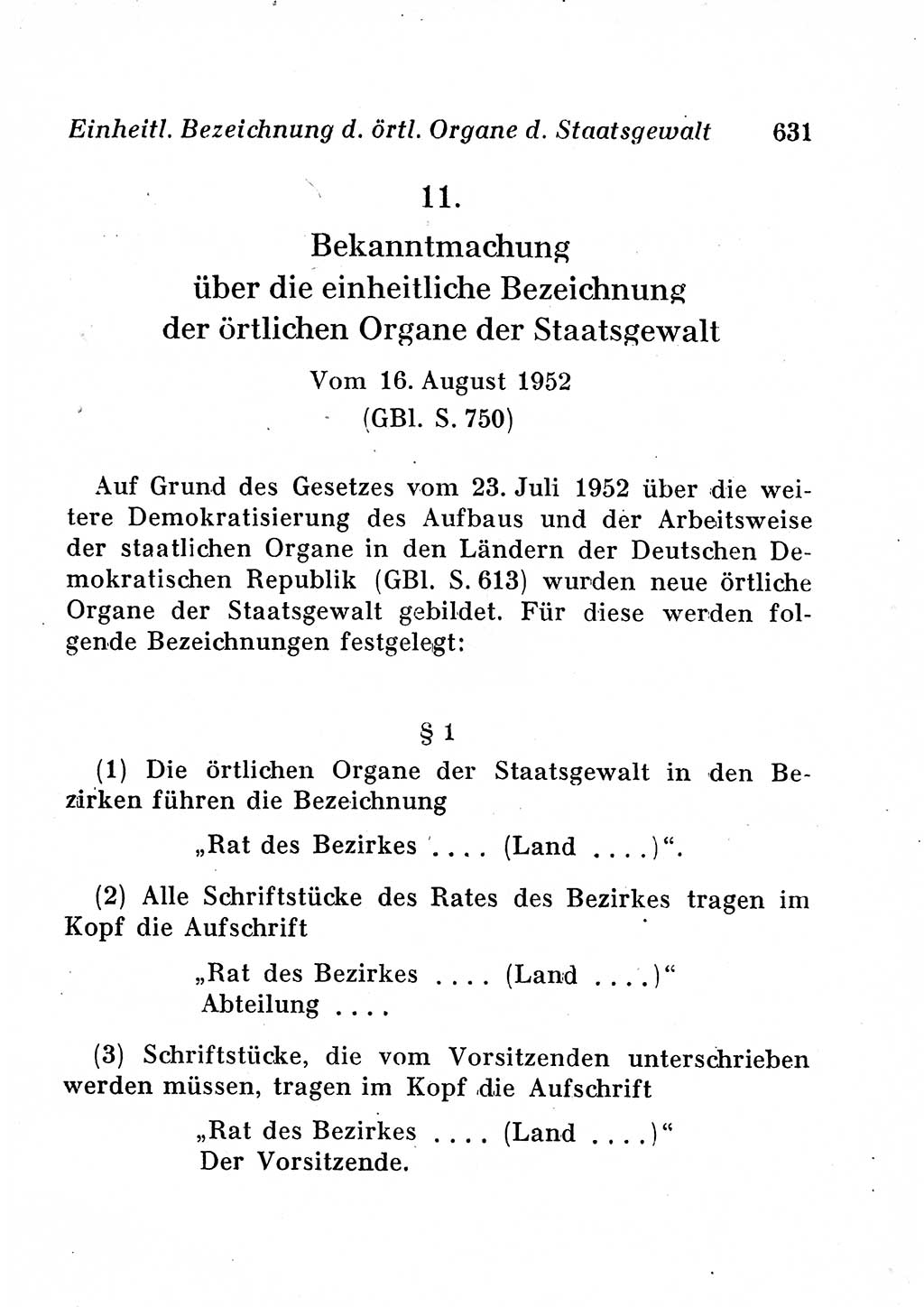 Staats- und verwaltungsrechtliche Gesetze der Deutschen Demokratischen Republik (DDR) 1958, Seite 631 (StVerwR Ges. DDR 1958, S. 631)
