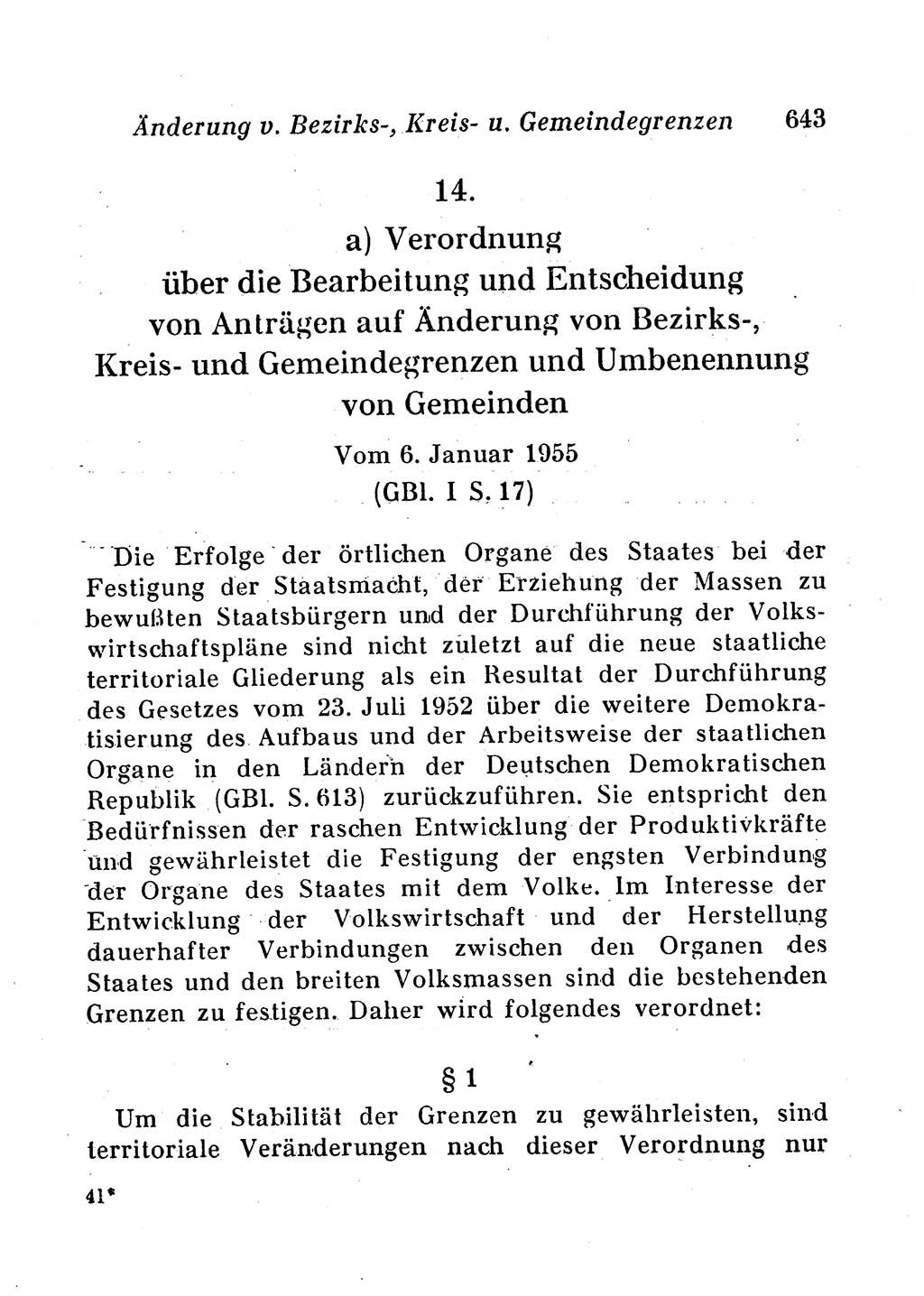 Staats- und verwaltungsrechtliche Gesetze der Deutschen Demokratischen Republik (DDR) 1958, Seite 643 (StVerwR Ges. DDR 1958, S. 643)