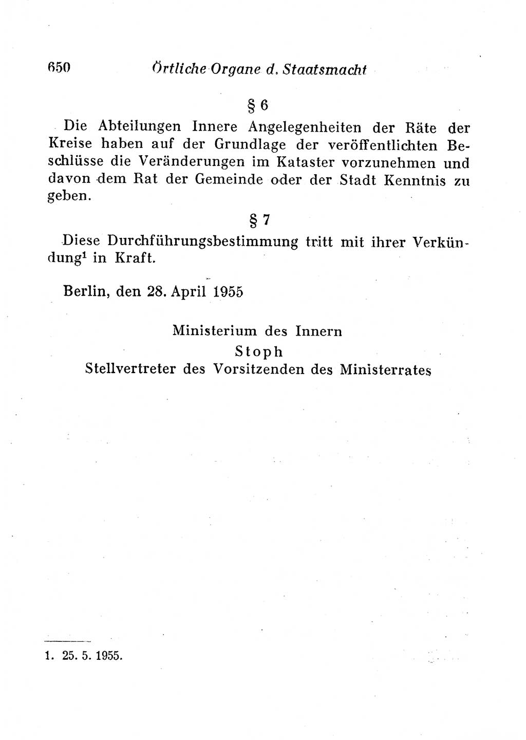 Staats- und verwaltungsrechtliche Gesetze der Deutschen Demokratischen Republik (DDR) 1958, Seite 650 (StVerwR Ges. DDR 1958, S. 650)
