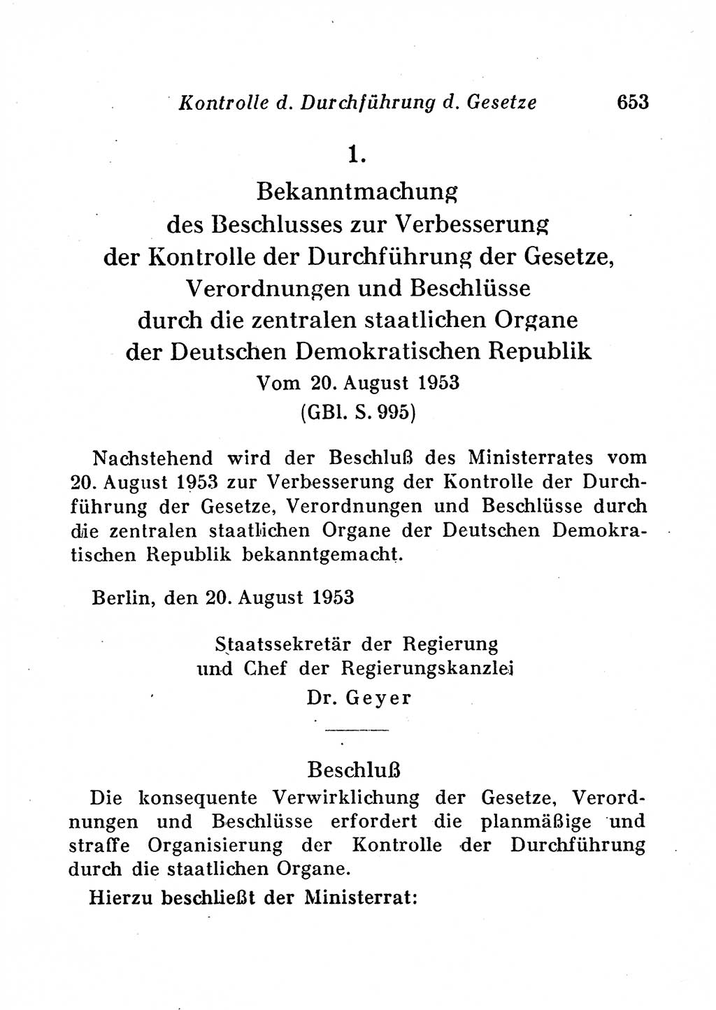 Staats- und verwaltungsrechtliche Gesetze der Deutschen Demokratischen Republik (DDR) 1958, Seite 653 (StVerwR Ges. DDR 1958, S. 653)