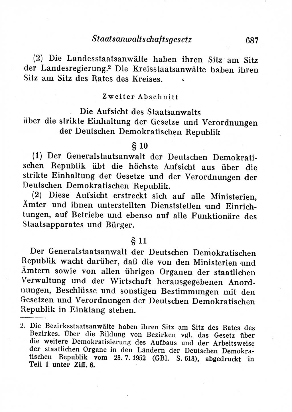 Staats- und verwaltungsrechtliche Gesetze der Deutschen Demokratischen Republik (DDR) 1958, Seite 687 (StVerwR Ges. DDR 1958, S. 687)