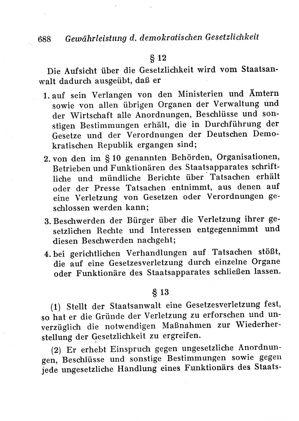 Staats- und verwaltungsrechtliche Gesetze der Deutschen Demokratischen Republik (DDR) 1958, Seite 688 (StVerwR Ges. DDR 1958, S. 688)