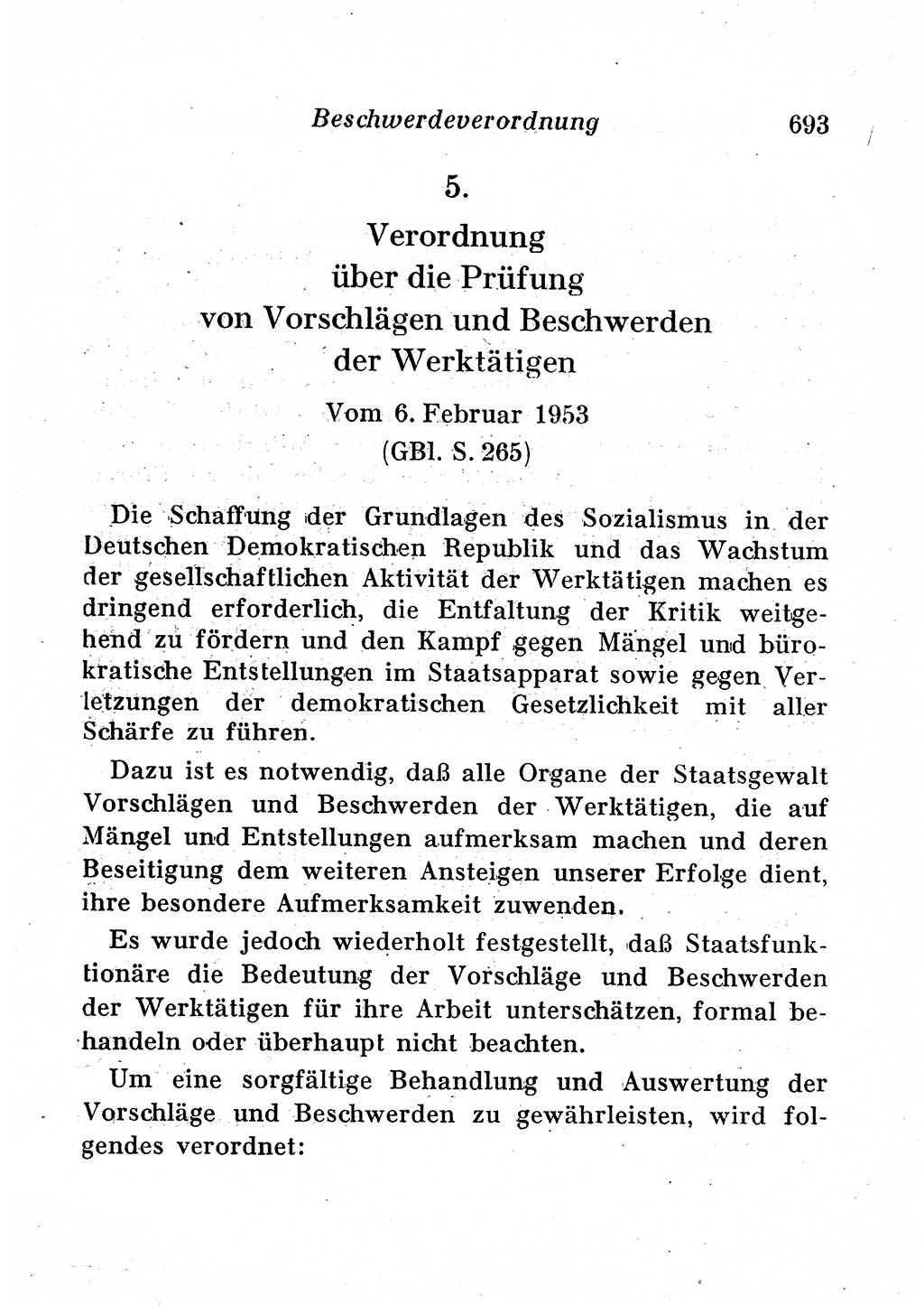 Staats- und verwaltungsrechtliche Gesetze der Deutschen Demokratischen Republik (DDR) 1958, Seite 693 (StVerwR Ges. DDR 1958, S. 693)