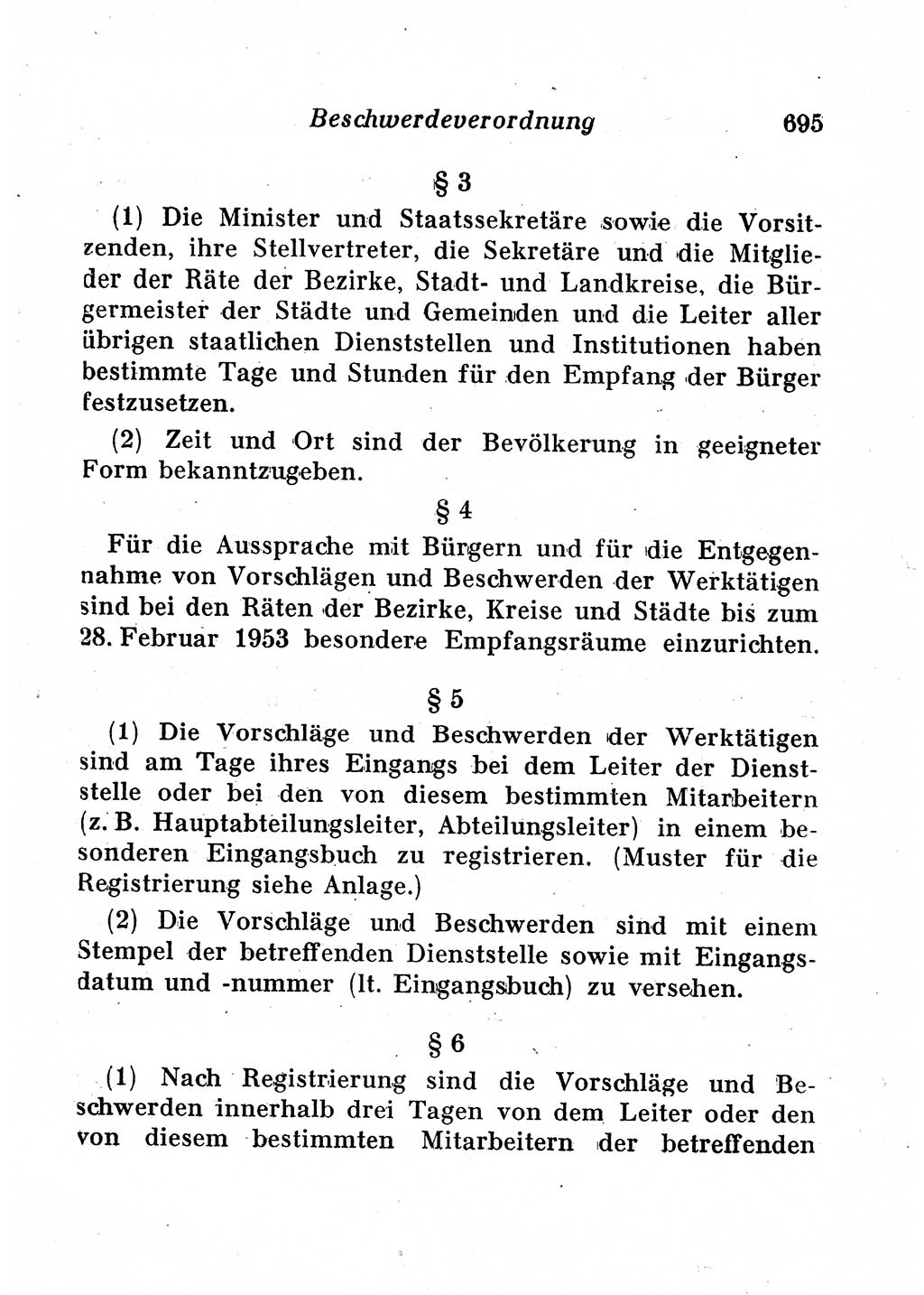 Staats- und verwaltungsrechtliche Gesetze der Deutschen Demokratischen Republik (DDR) 1958, Seite 695 (StVerwR Ges. DDR 1958, S. 695)
