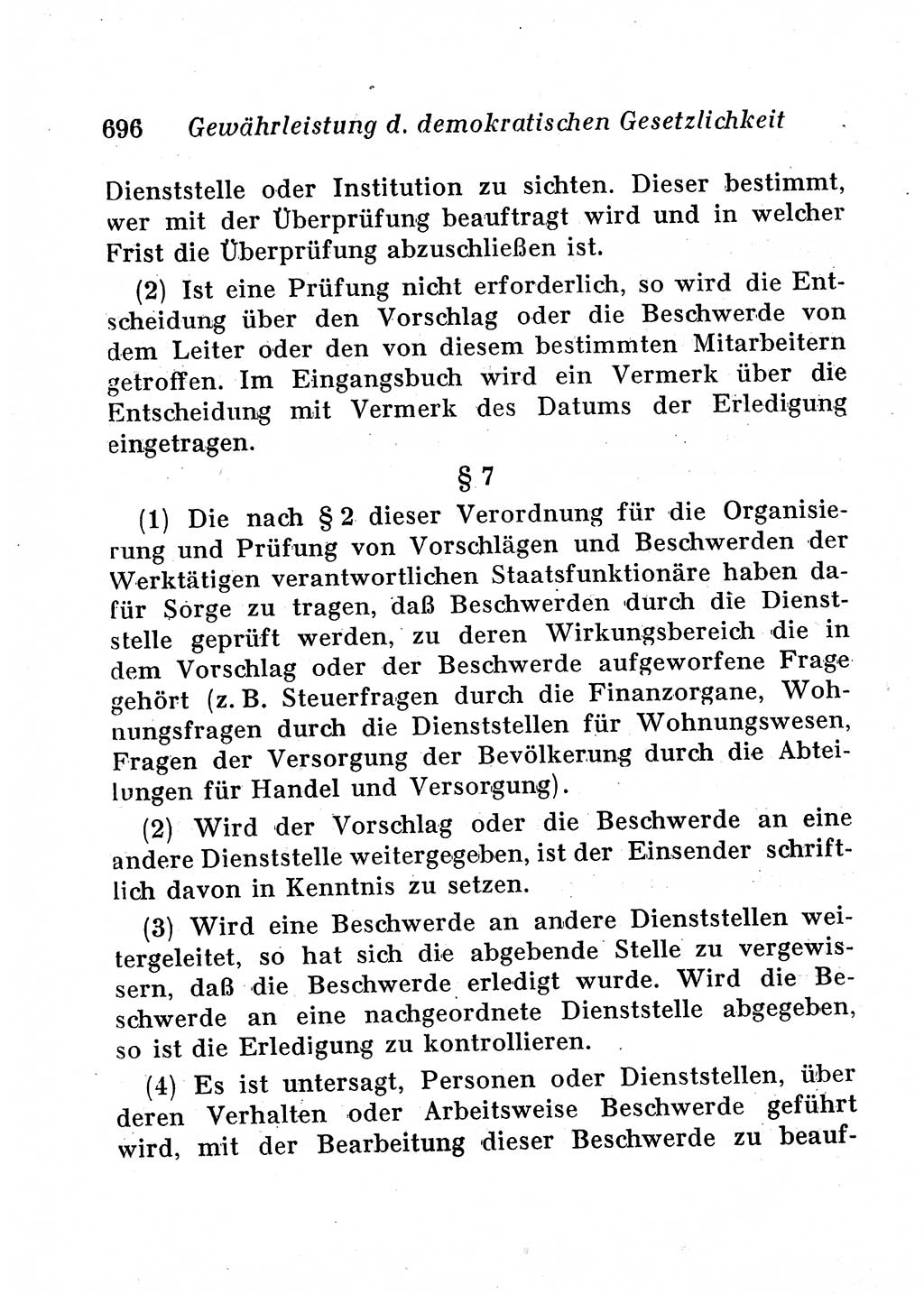 Staats- und verwaltungsrechtliche Gesetze der Deutschen Demokratischen Republik (DDR) 1958, Seite 696 (StVerwR Ges. DDR 1958, S. 696)