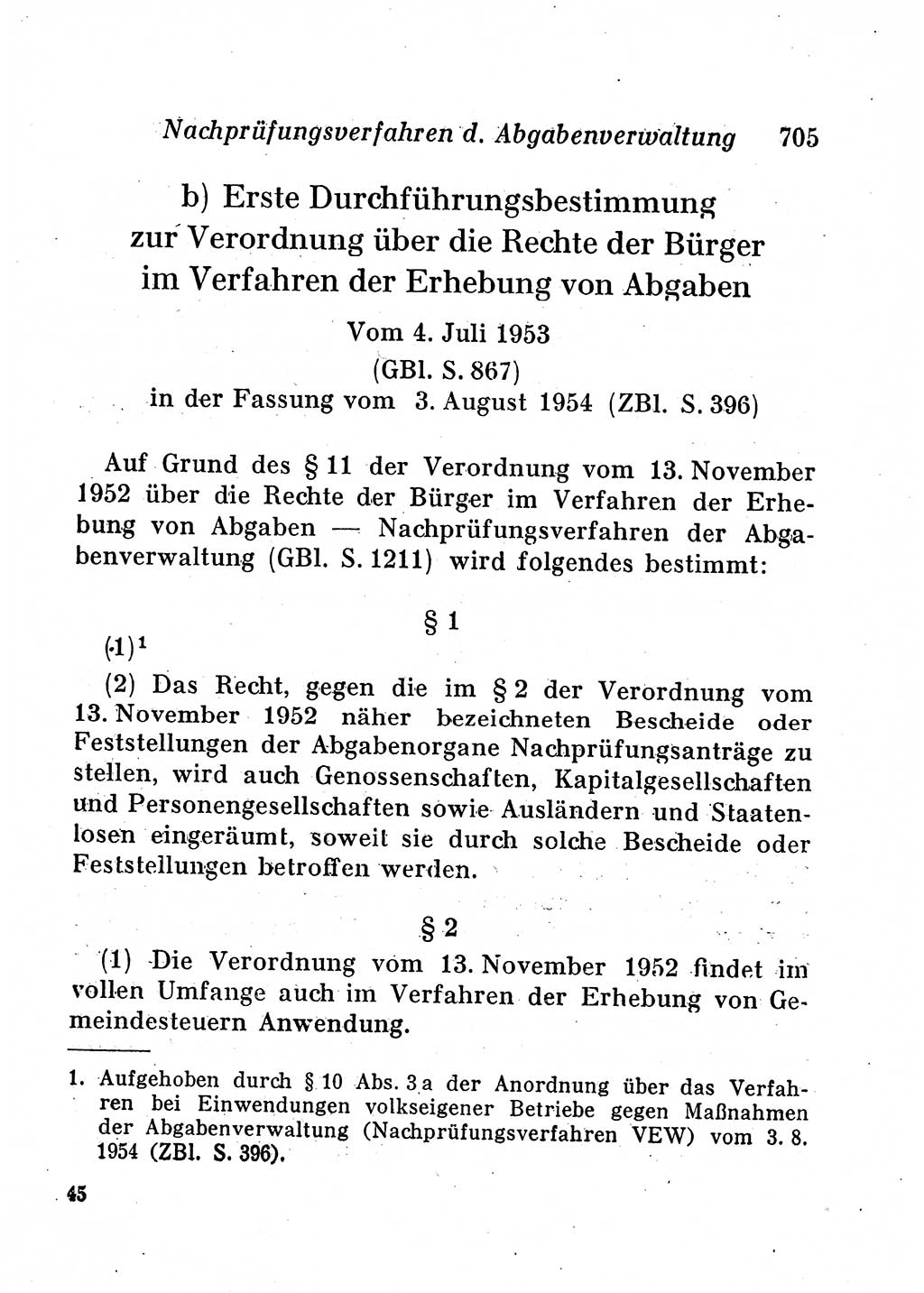 Staats- und verwaltungsrechtliche Gesetze der Deutschen Demokratischen Republik (DDR) 1958, Seite 705 (StVerwR Ges. DDR 1958, S. 705)