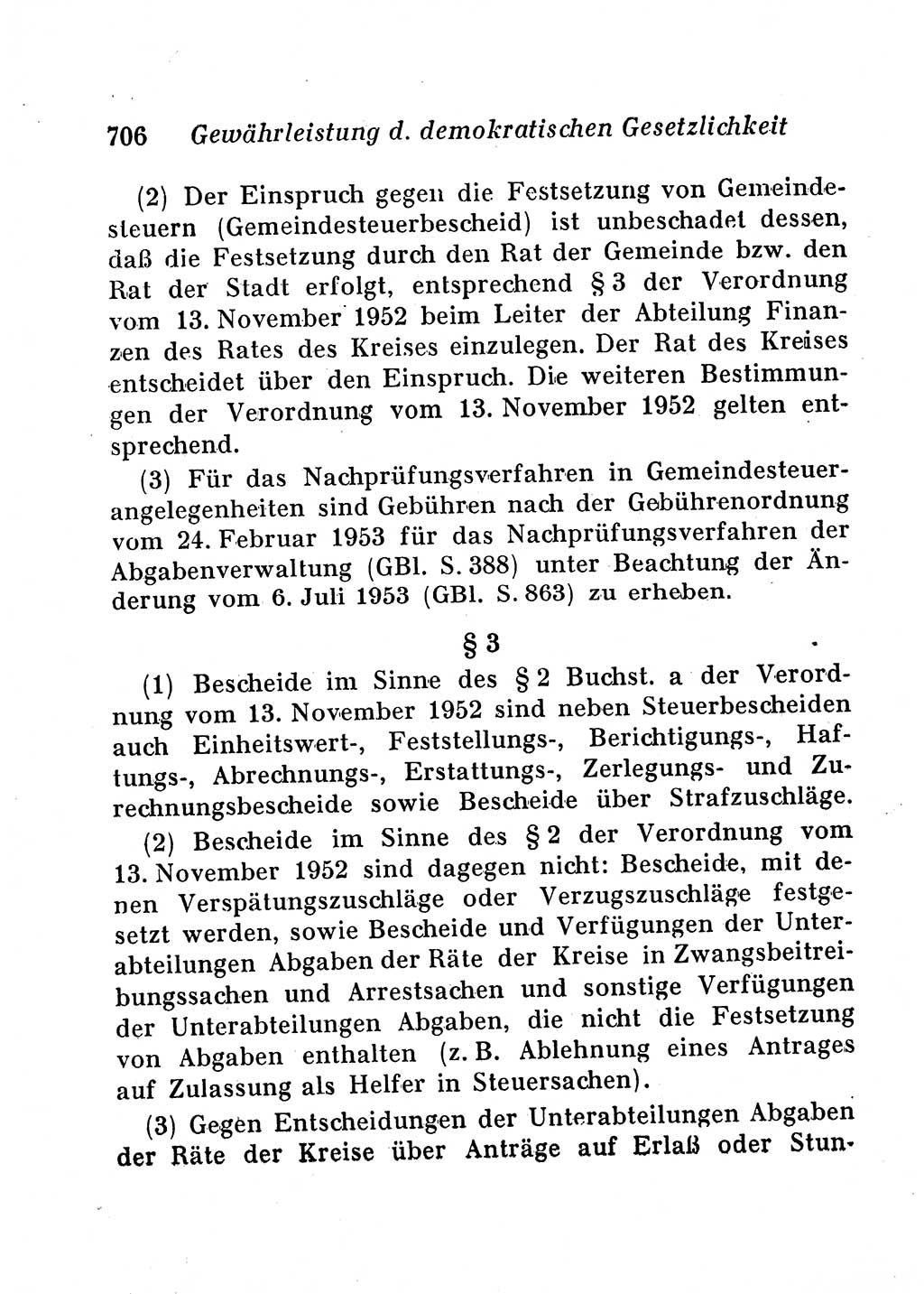 Staats- und verwaltungsrechtliche Gesetze der Deutschen Demokratischen Republik (DDR) 1958, Seite 706 (StVerwR Ges. DDR 1958, S. 706)