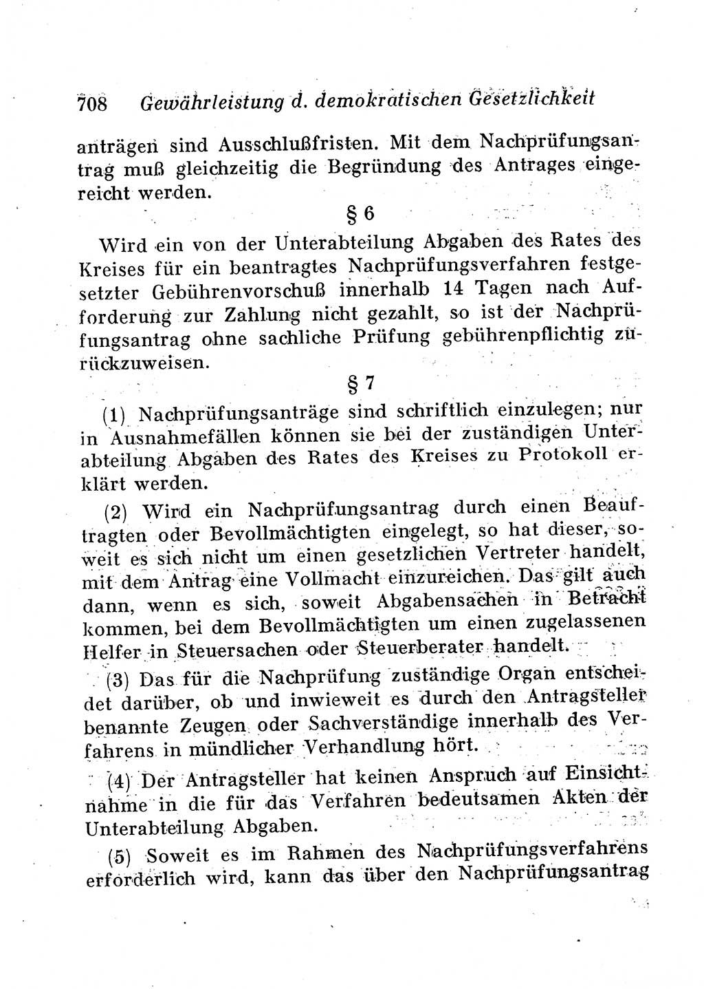 Staats- und verwaltungsrechtliche Gesetze der Deutschen Demokratischen Republik (DDR) 1958, Seite 708 (StVerwR Ges. DDR 1958, S. 708)