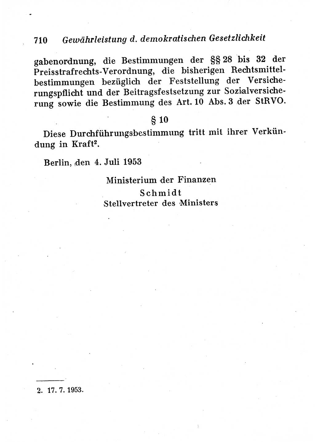 Staats- und verwaltungsrechtliche Gesetze der Deutschen Demokratischen Republik (DDR) 1958, Seite 710 (StVerwR Ges. DDR 1958, S. 710)