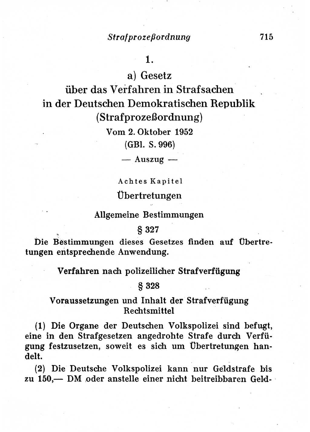Staats- und verwaltungsrechtliche Gesetze der Deutschen Demokratischen Republik (DDR) 1958, Seite 715 (StVerwR Ges. DDR 1958, S. 715)