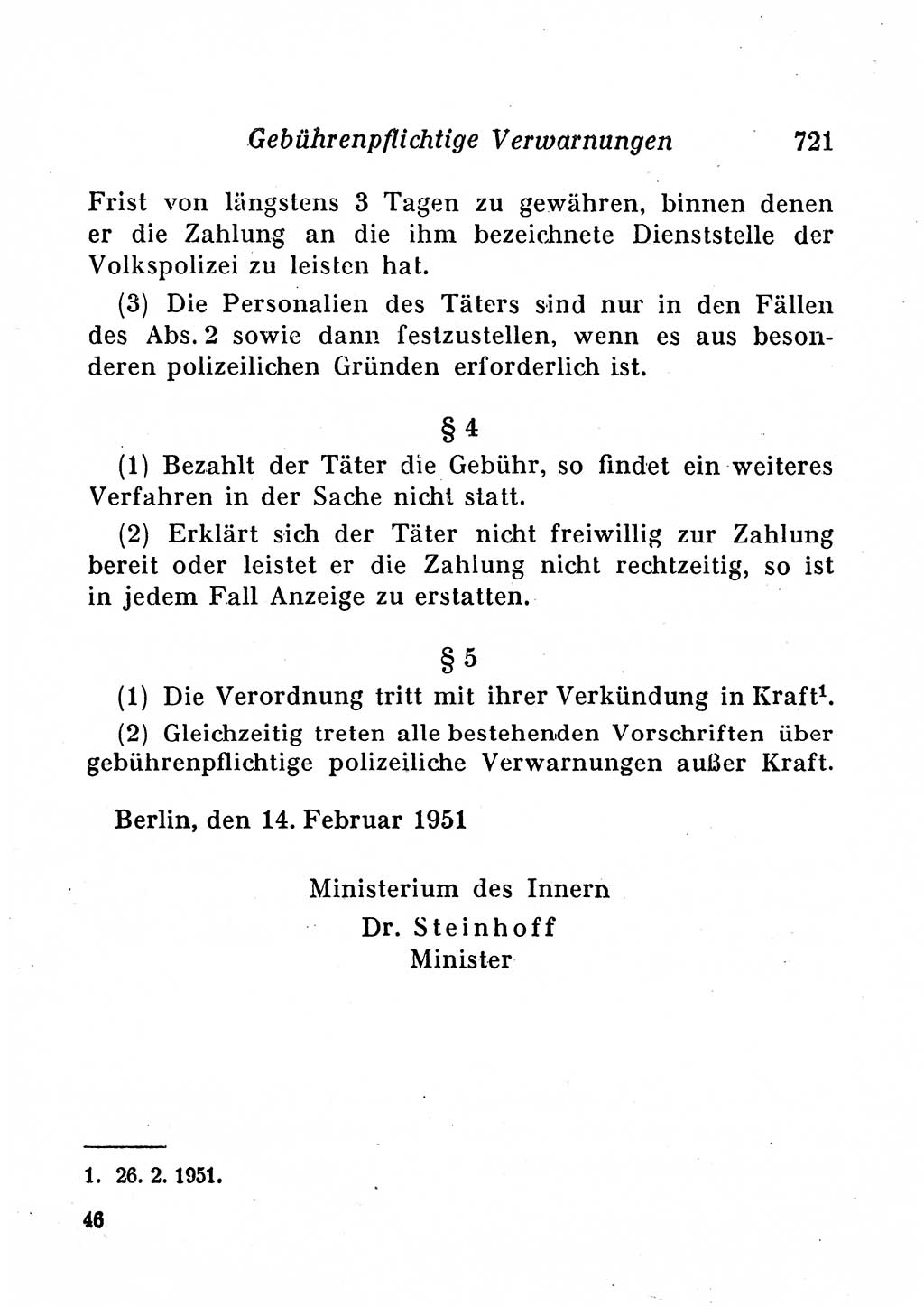 Staats- und verwaltungsrechtliche Gesetze der Deutschen Demokratischen Republik (DDR) 1958, Seite 721 (StVerwR Ges. DDR 1958, S. 721)