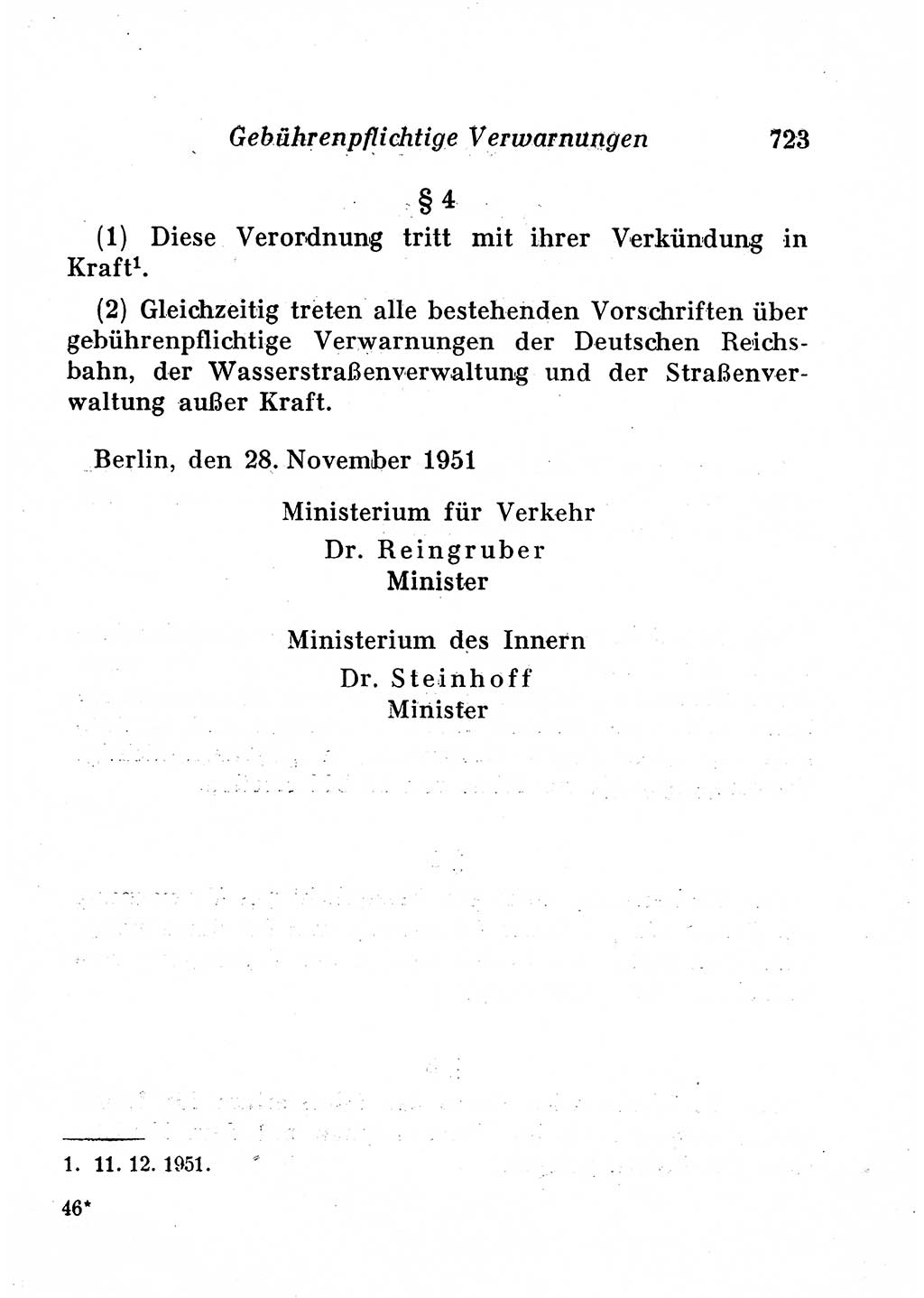 Staats- und verwaltungsrechtliche Gesetze der Deutschen Demokratischen Republik (DDR) 1958, Seite 723 (StVerwR Ges. DDR 1958, S. 723)