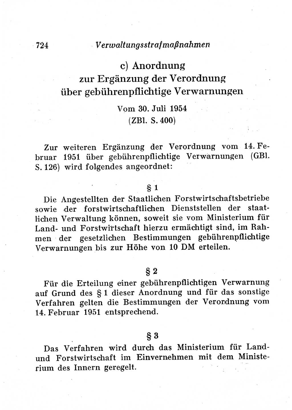 Staats- und verwaltungsrechtliche Gesetze der Deutschen Demokratischen Republik (DDR) 1958, Seite 724 (StVerwR Ges. DDR 1958, S. 724)