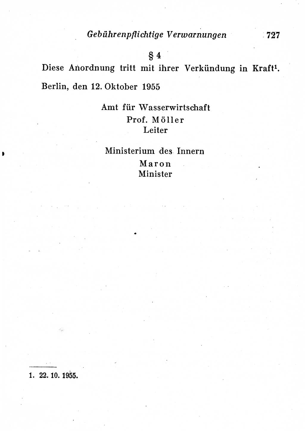 Staats- und verwaltungsrechtliche Gesetze der Deutschen Demokratischen Republik (DDR) 1958, Seite 727 (StVerwR Ges. DDR 1958, S. 727)