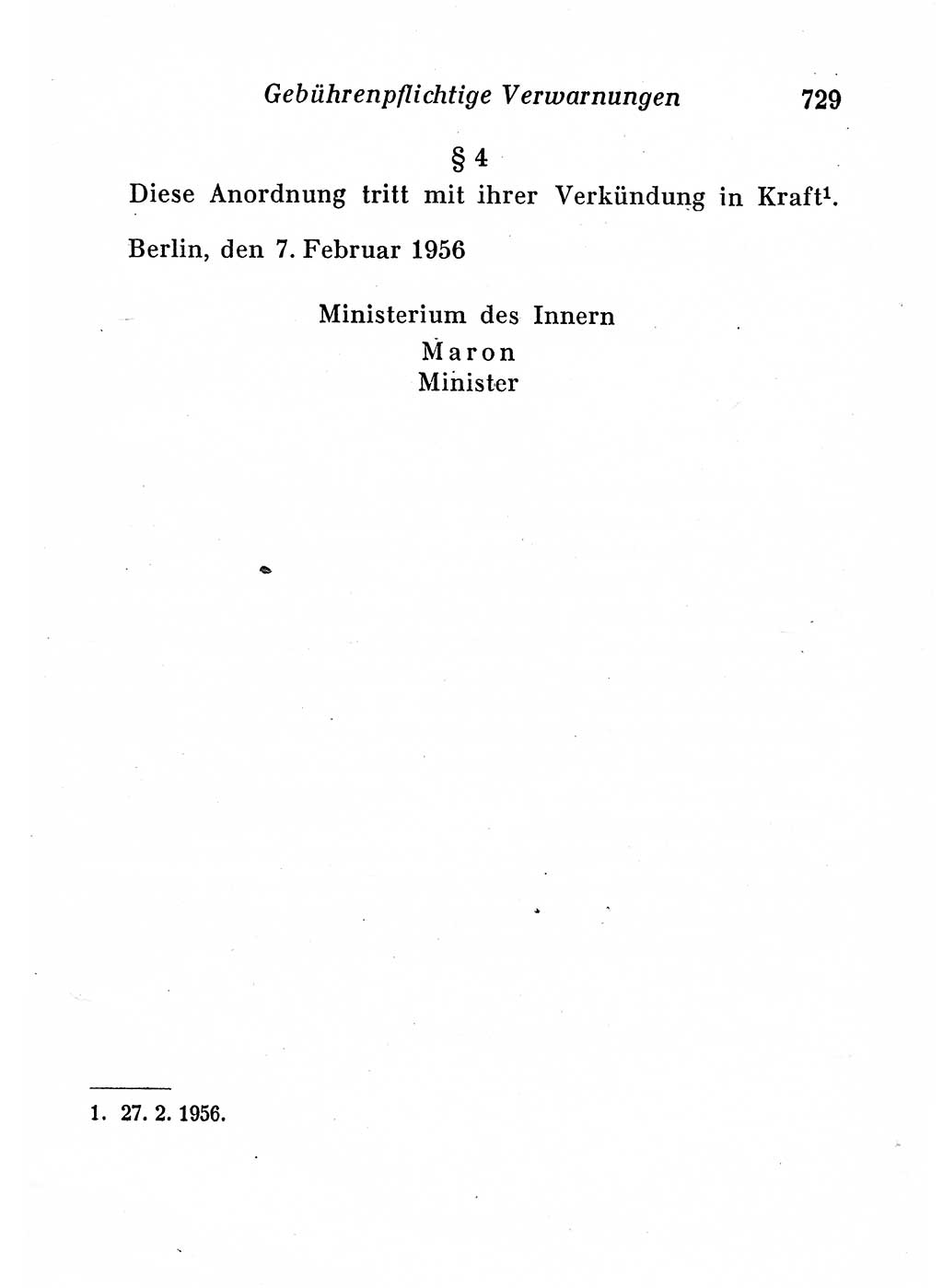 Staats- und verwaltungsrechtliche Gesetze der Deutschen Demokratischen Republik (DDR) 1958, Seite 729 (StVerwR Ges. DDR 1958, S. 729)