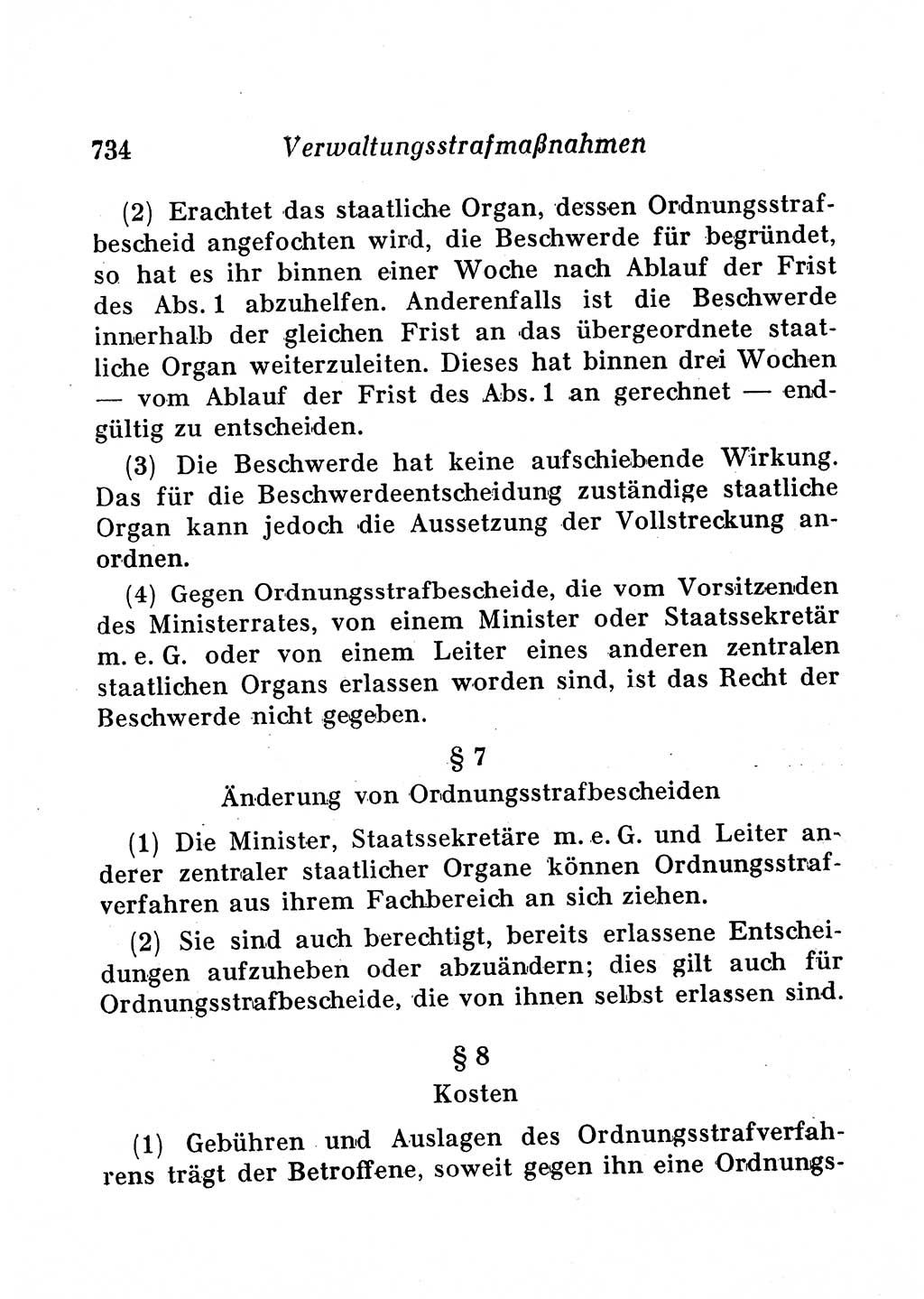 Staats- und verwaltungsrechtliche Gesetze der Deutschen Demokratischen Republik (DDR) 1958, Seite 734 (StVerwR Ges. DDR 1958, S. 734)
