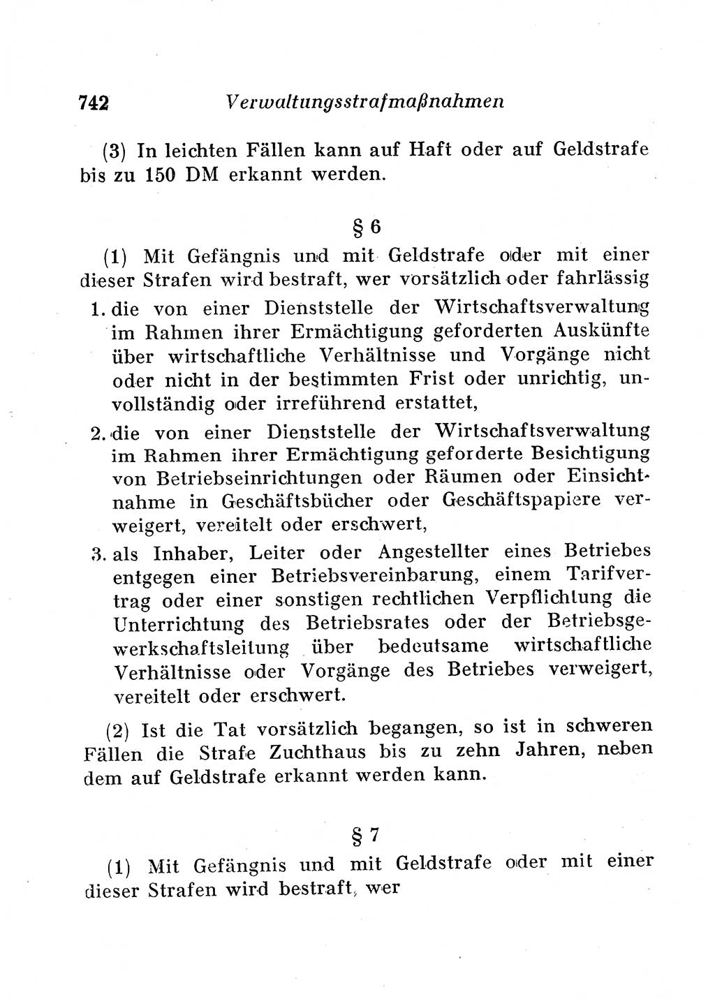 Staats- und verwaltungsrechtliche Gesetze der Deutschen Demokratischen Republik (DDR) 1958, Seite 742 (StVerwR Ges. DDR 1958, S. 742)