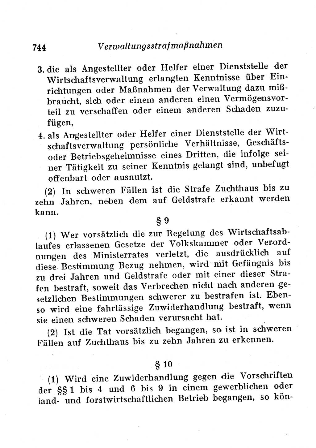 Staats- und verwaltungsrechtliche Gesetze der Deutschen Demokratischen Republik (DDR) 1958, Seite 744 (StVerwR Ges. DDR 1958, S. 744)