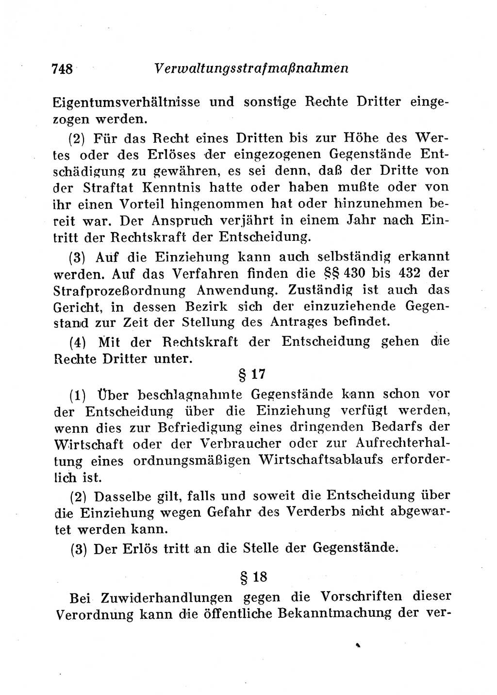 Staats- und verwaltungsrechtliche Gesetze der Deutschen Demokratischen Republik (DDR) 1958, Seite 748 (StVerwR Ges. DDR 1958, S. 748)